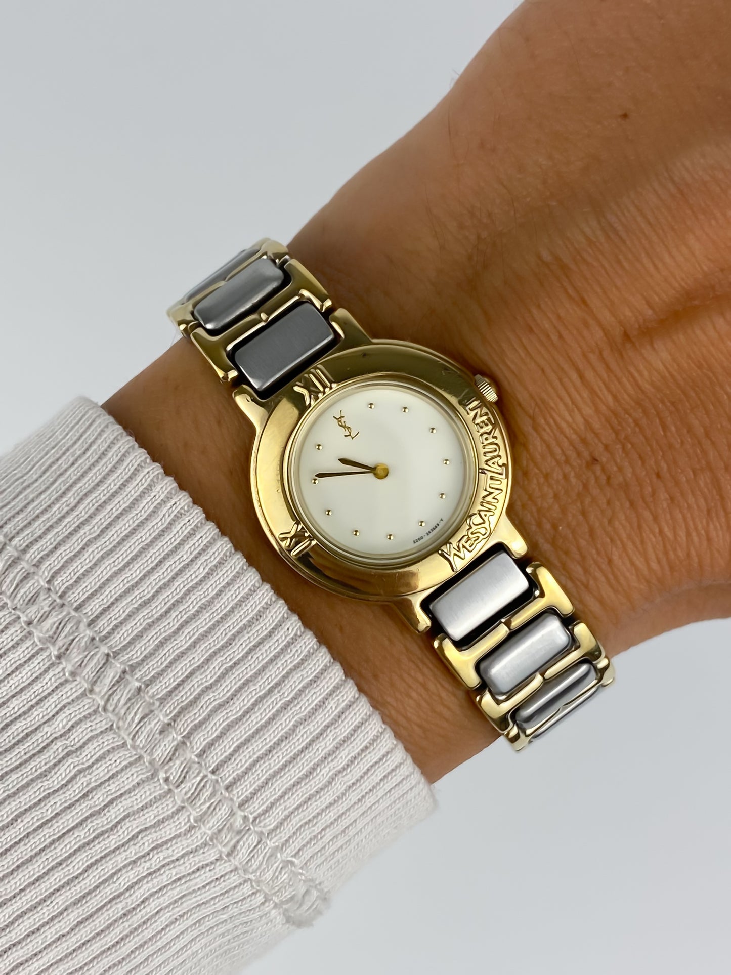 Yves Saint Laurent Duo Tone Vintage Watch Round Dial