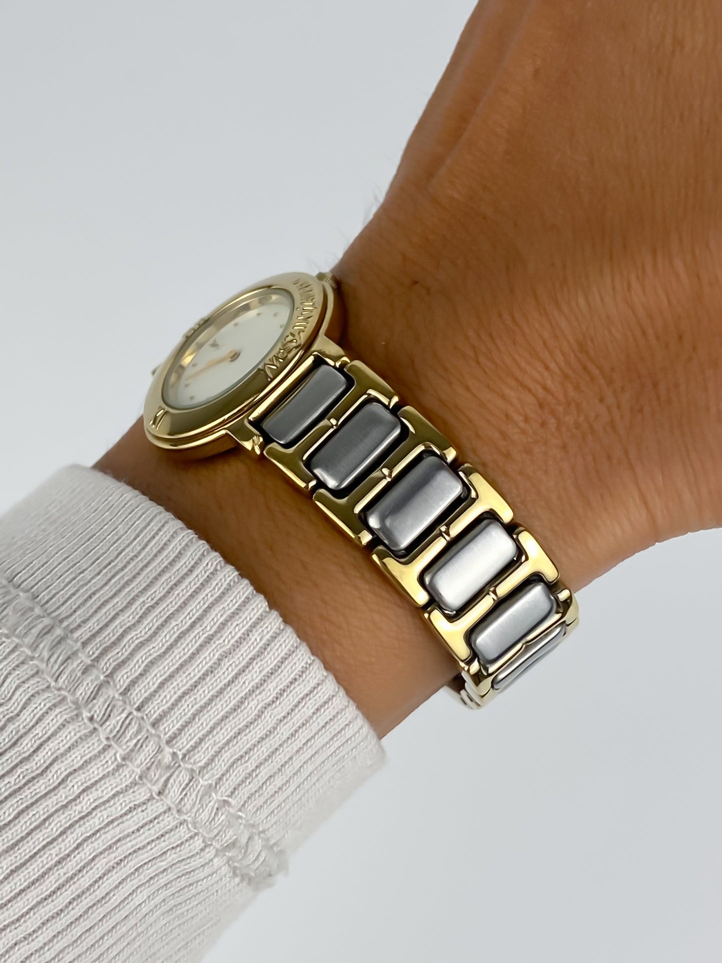 Yves Saint Laurent Duo Tone Vintage Watch Round Dial