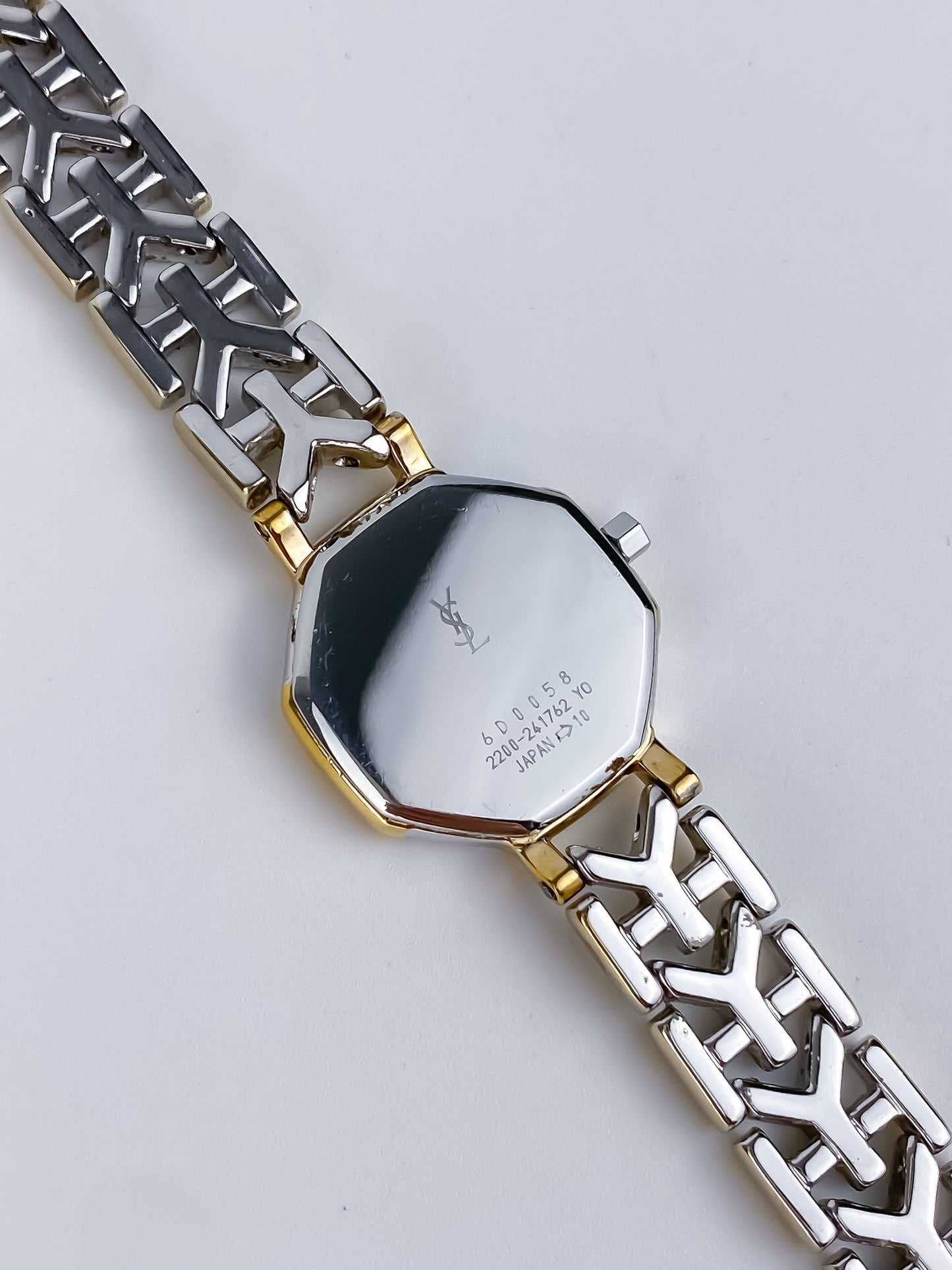 Yves Saint Laurent Duo Tone Vintage Watch Hexagonal Dial