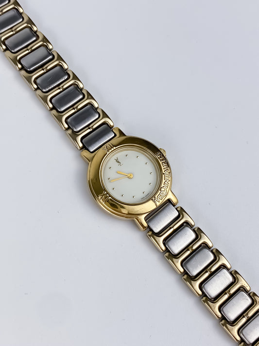 Yves Saint Laurent Duo Tone Vintage Watch Round Dial