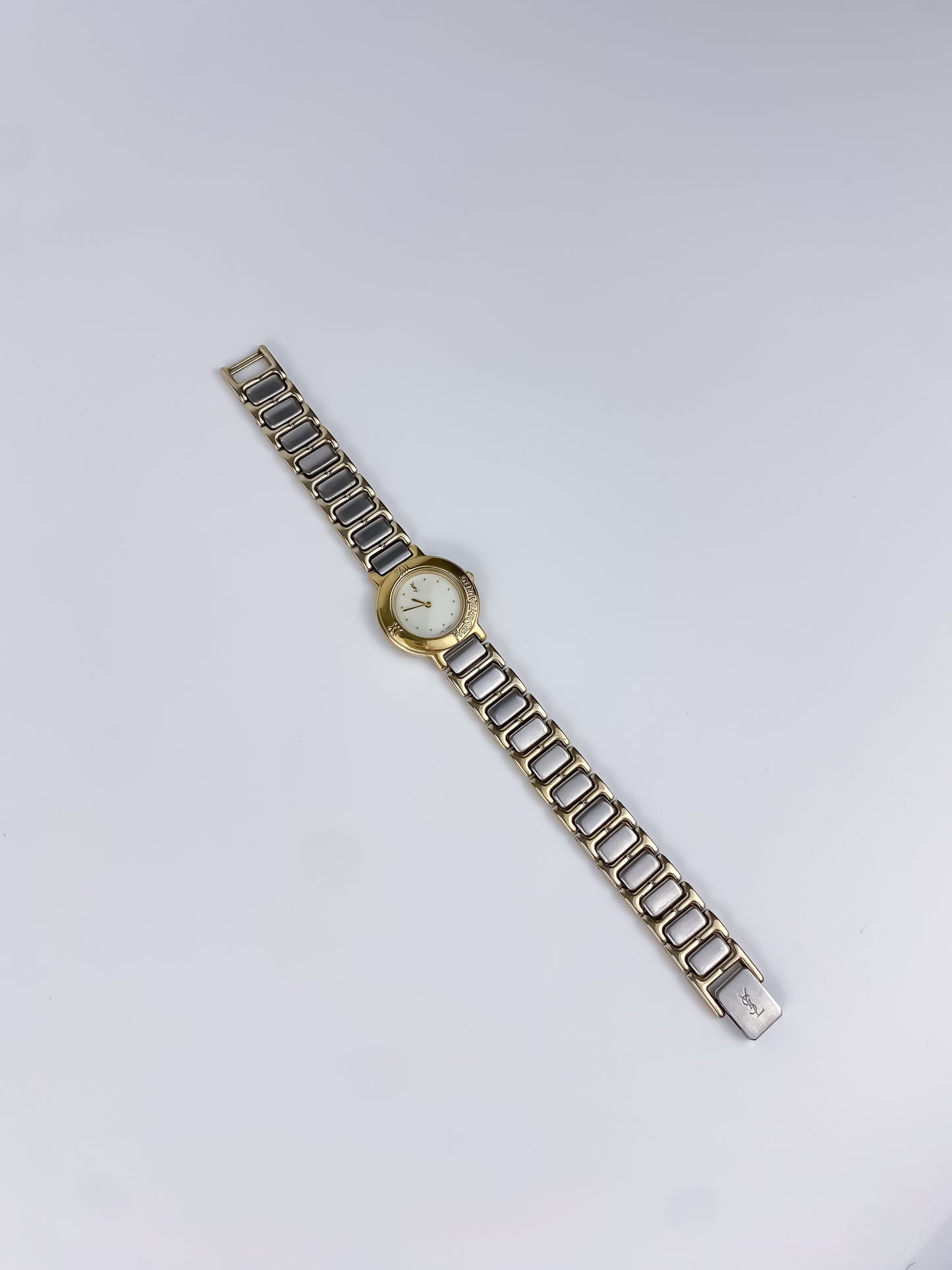Yves Saint Laurent Duo Tone Vintage Watch Round Dial