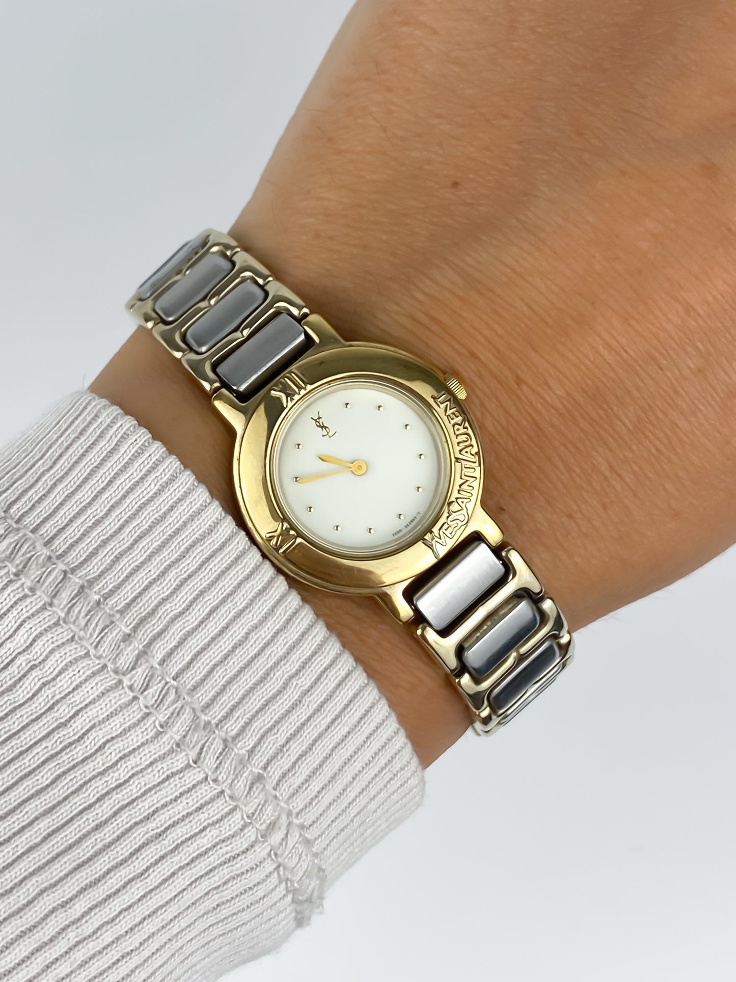 Yves Saint Laurent Duo Tone Vintage Watch Round Dial