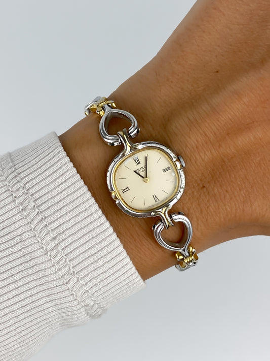 Seiko Sculptural Duo Tone Vintage Watch