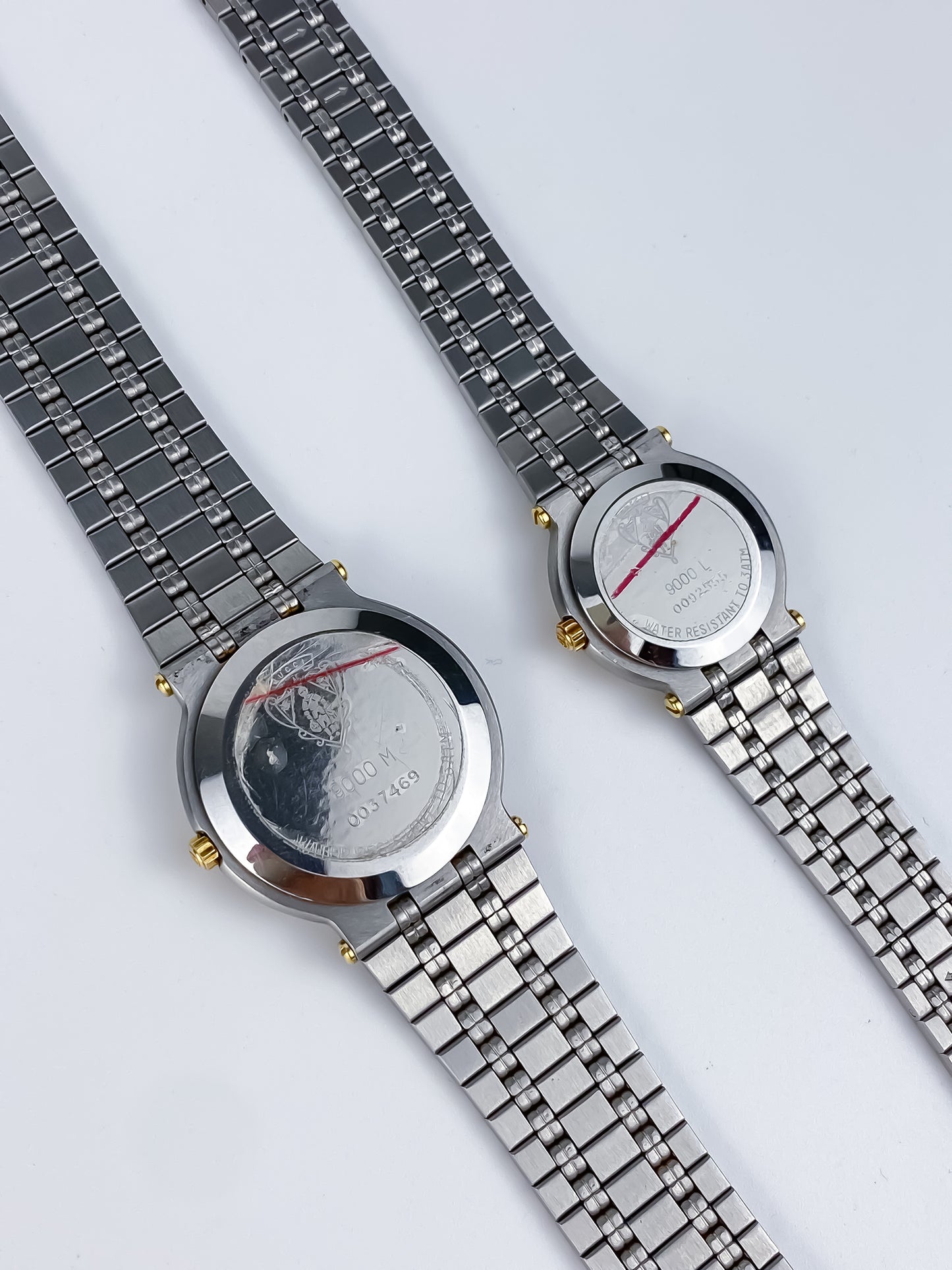 Gucci Duo Tone Pair Vintage Watches 1990 with Box and Papers