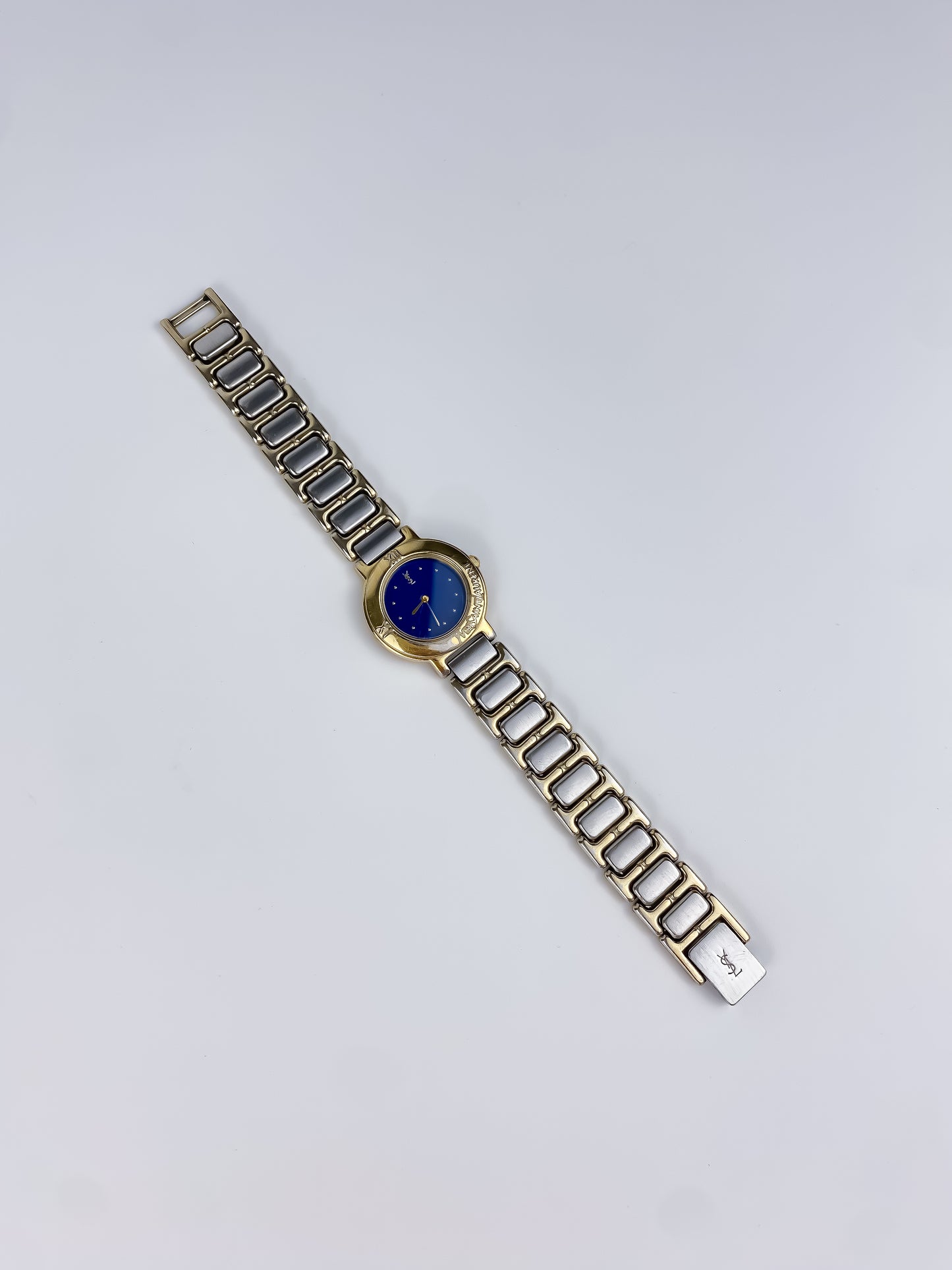 Vintage Yves Saint Laurent Round Blue Dial Watch – 1990s