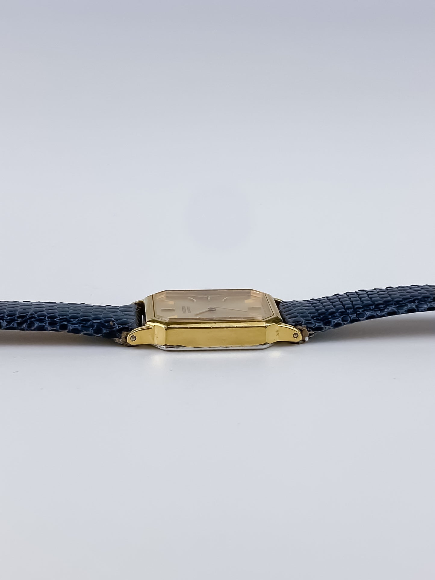 Seiko Blue Leather Gold Vintage Watch 1990