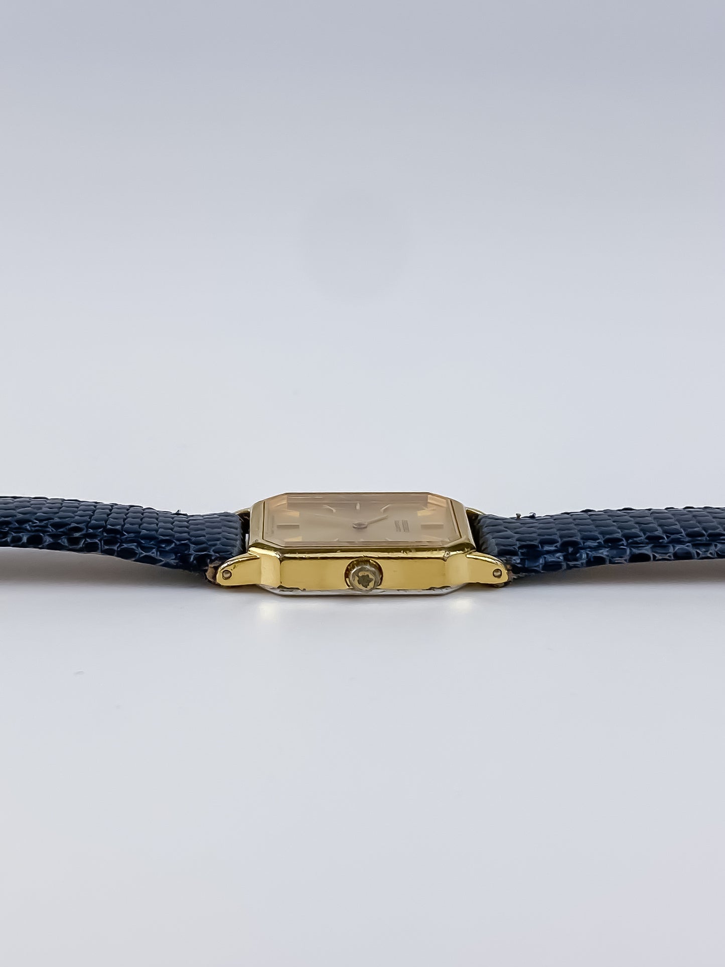 Seiko Blue Leather Gold Vintage Watch 1990
