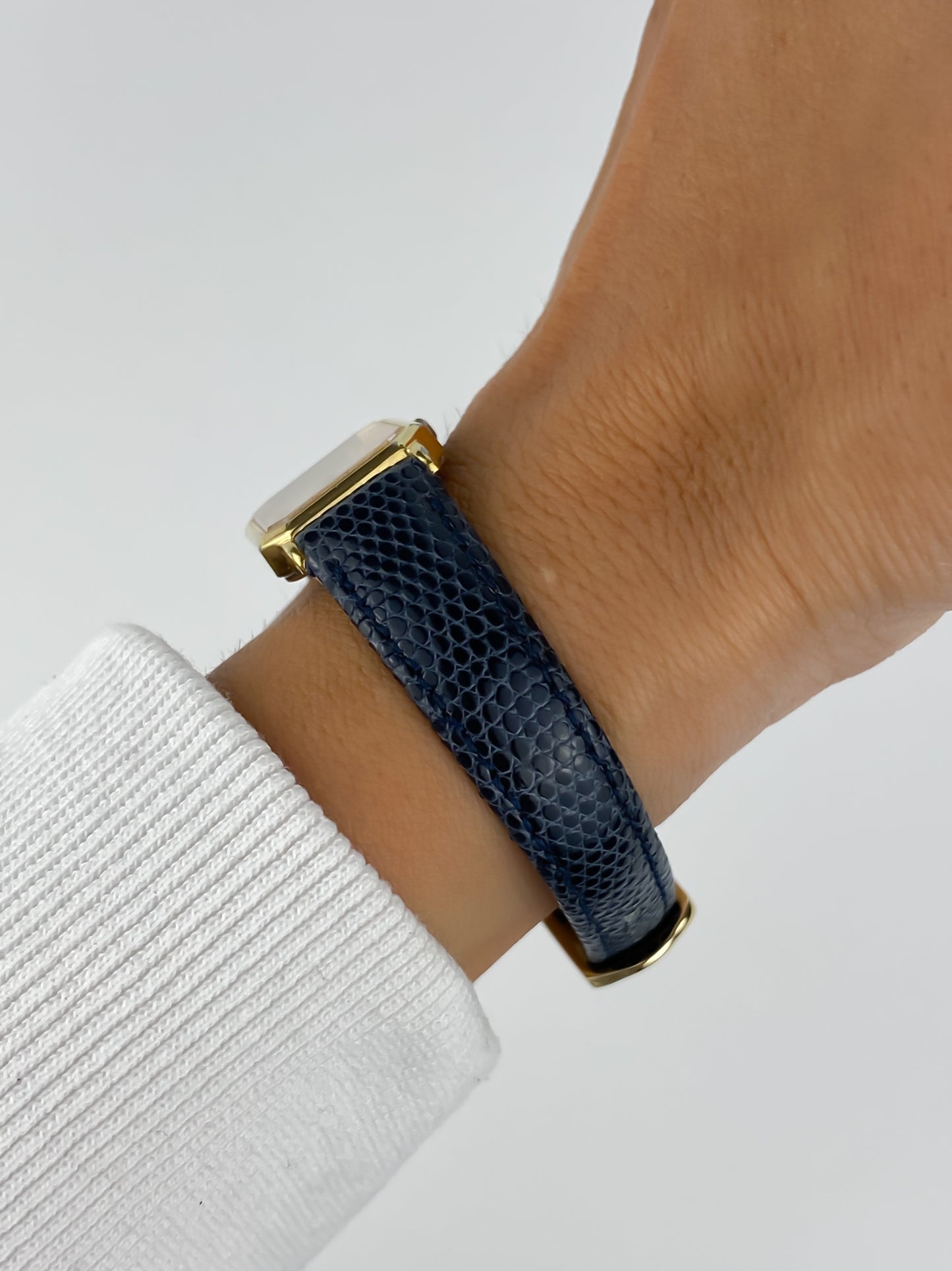 Seiko Blue Leather Gold Vintage Watch 1990