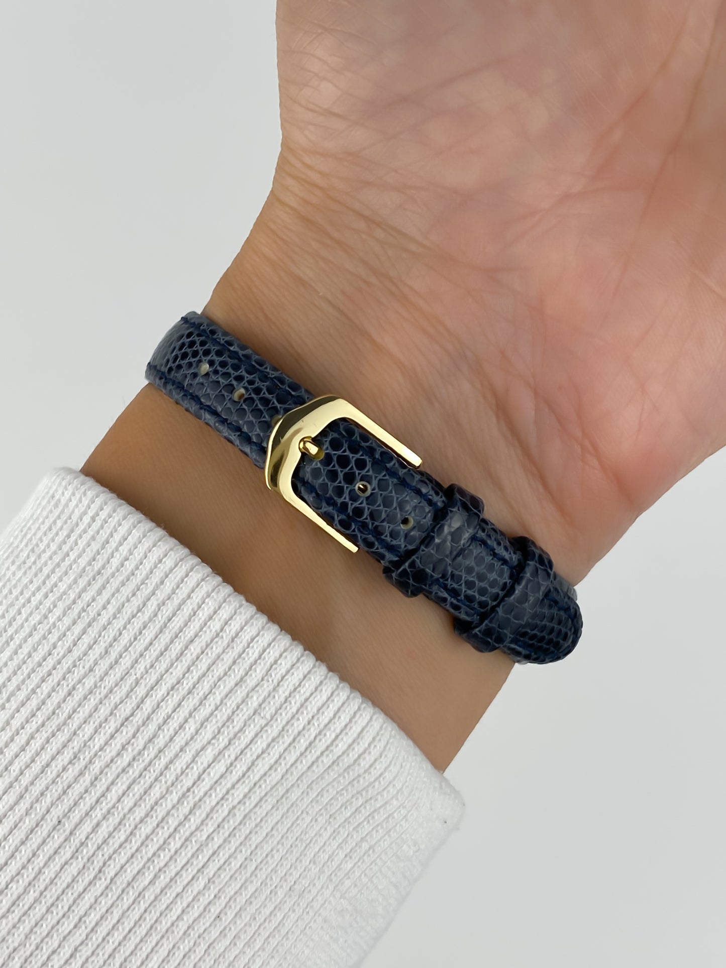 Seiko Blue Leather Gold Vintage Watch 1990