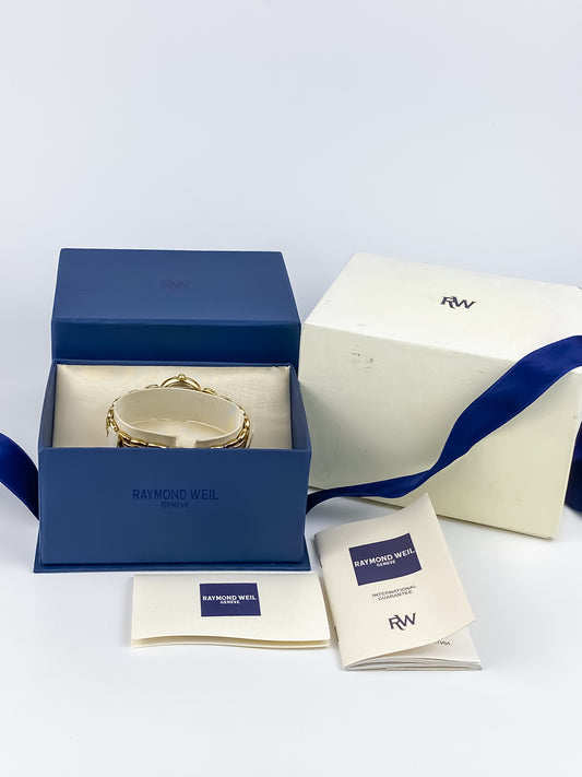 Raymond Weil Geneva Gold Diamonds Vintage Watch Box & Papers