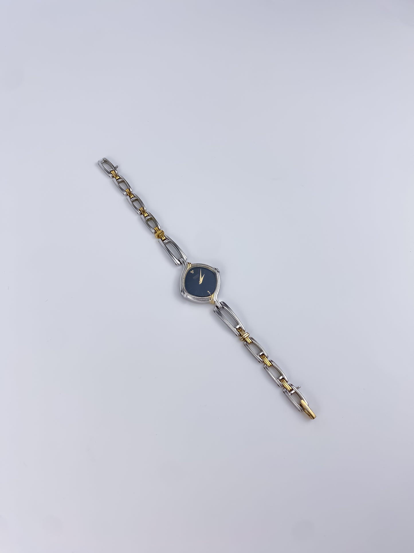 Seiko Sculptural Duo Tone Vintage Watch Blue Dial