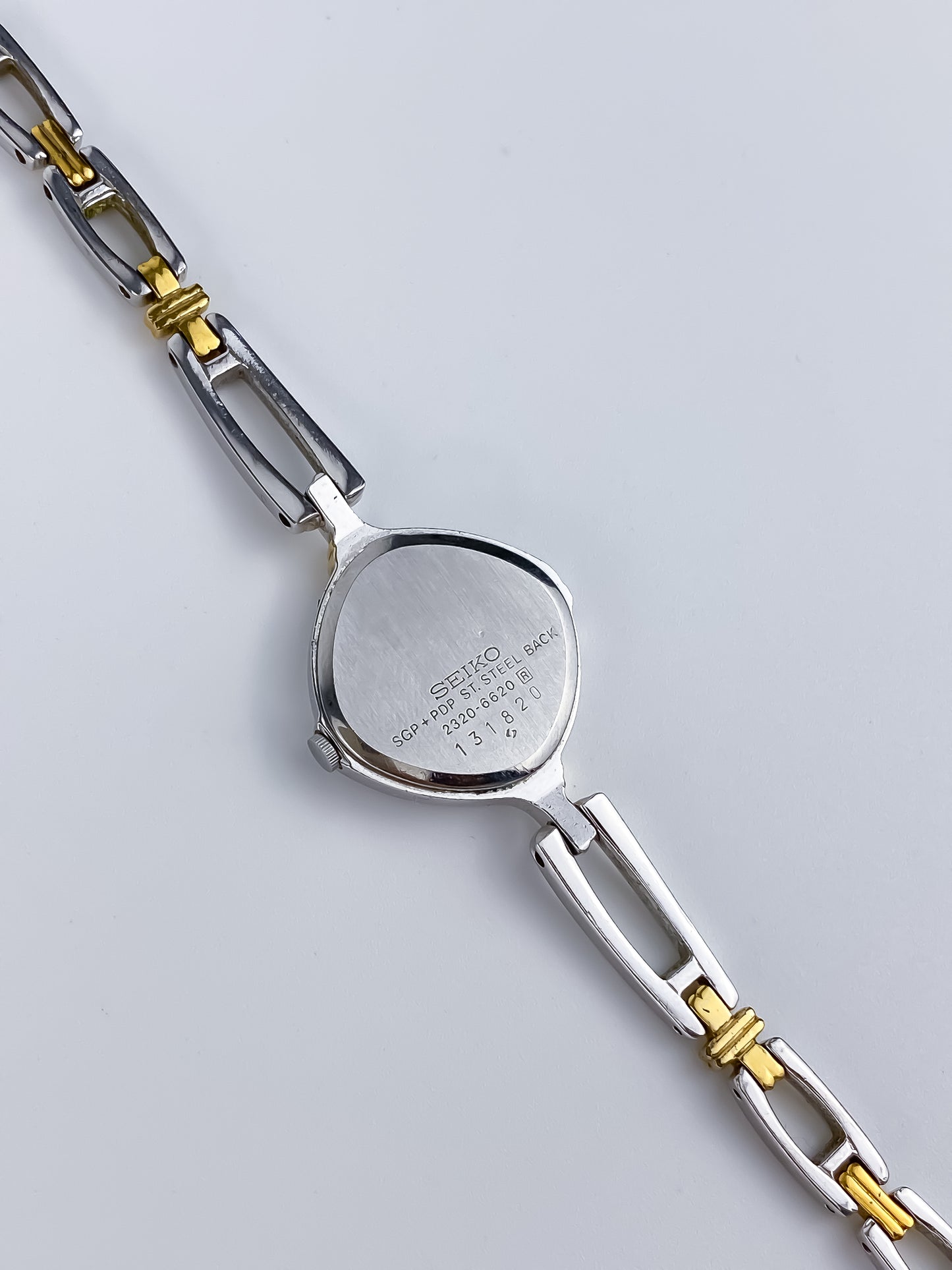 Seiko Sculptural Duo Tone Vintage Watch Blue Dial