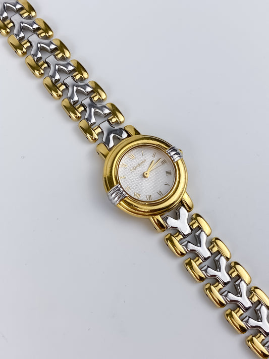 Yves Saint Laurent Duo Tone Vintage Watch Round Dial