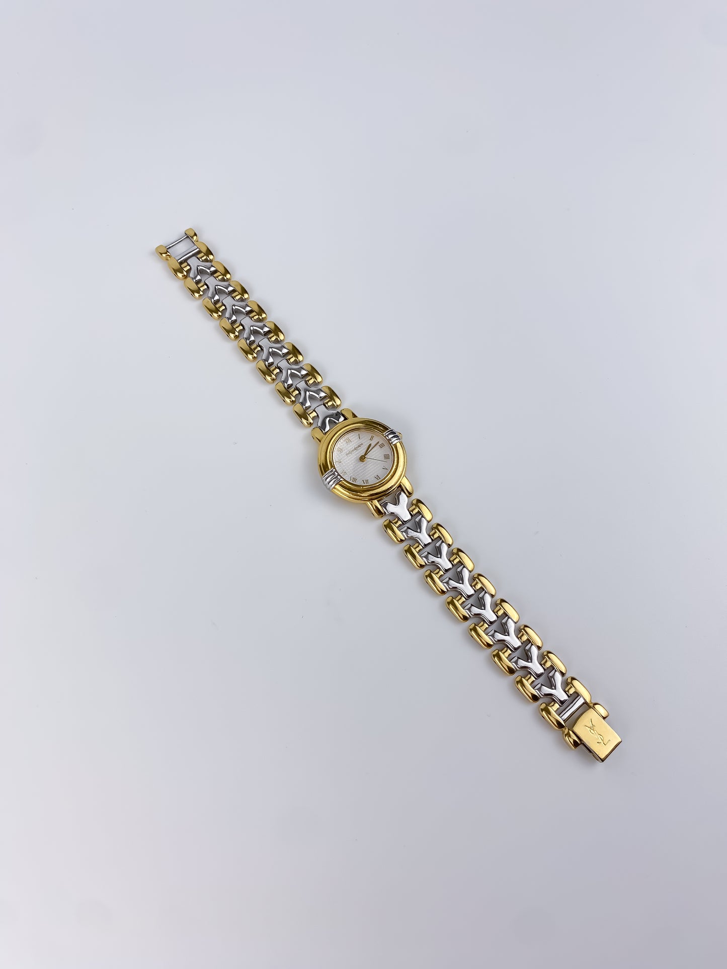 Yves Saint Laurent Duo Tone Vintage Watch Round Dial