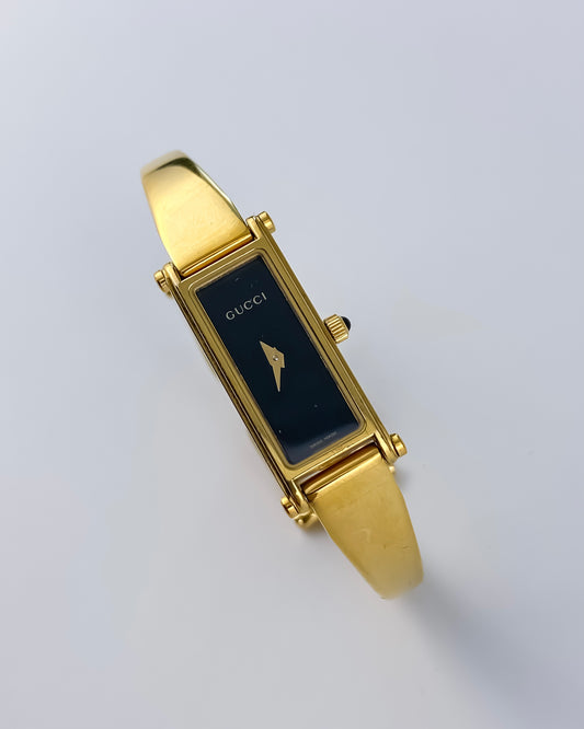Gucci Vintage Gold Watch Black Dial