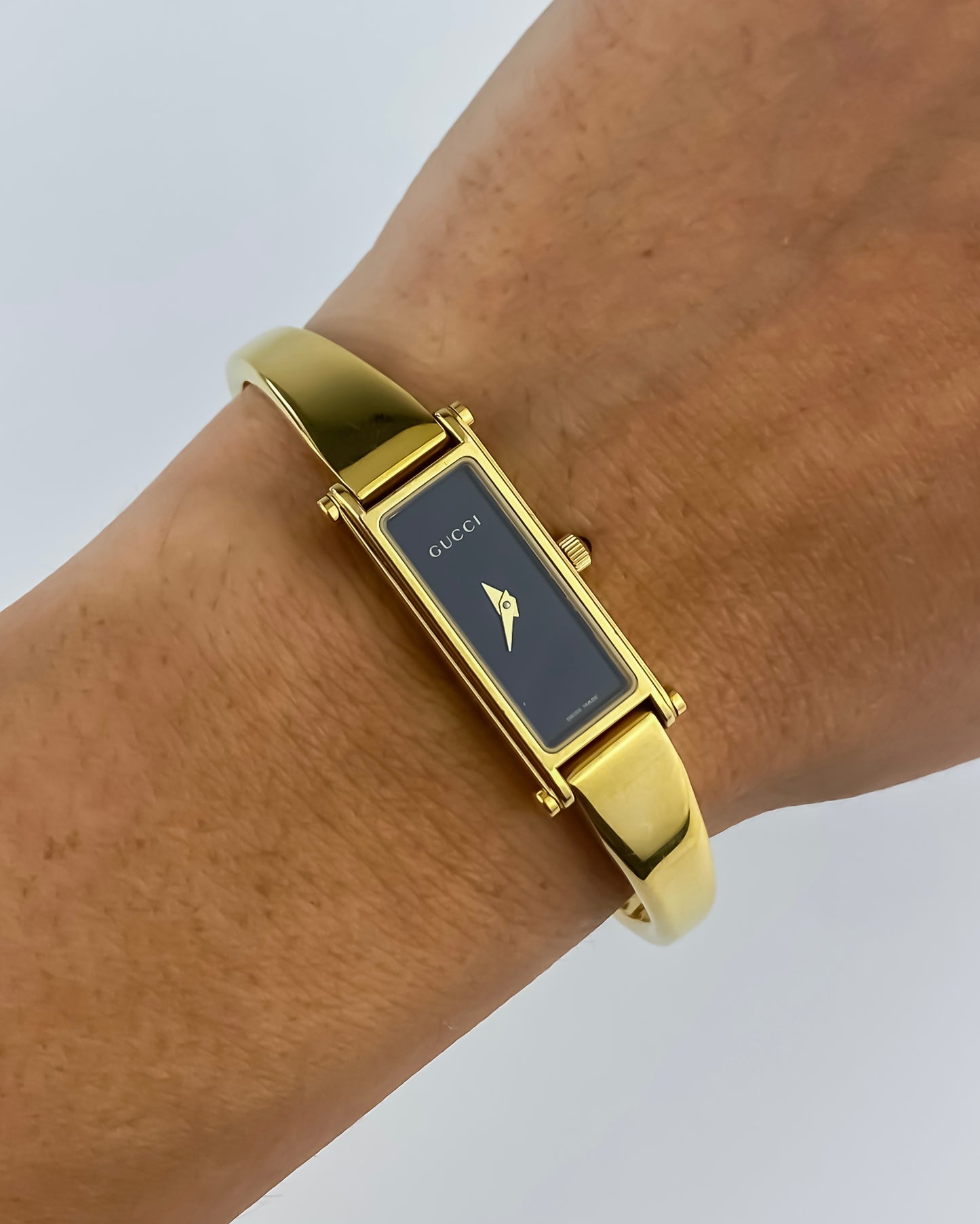 Gucci Vintage Gold Watch Black Dial