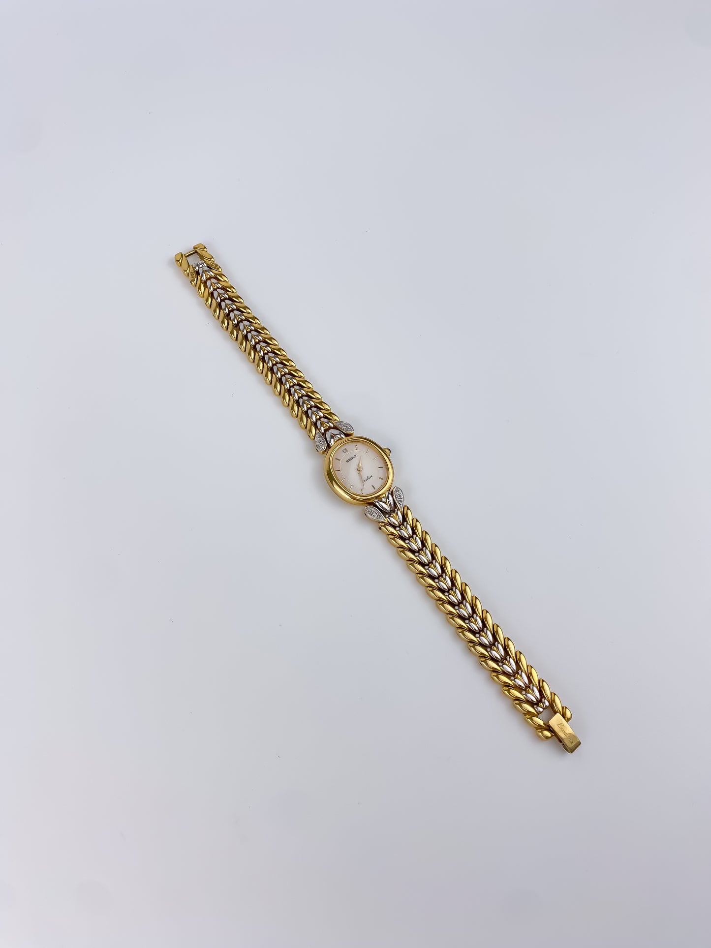 Rare Seiko Exceline Vintage Gold Diamonds Watch Cocktail 90s