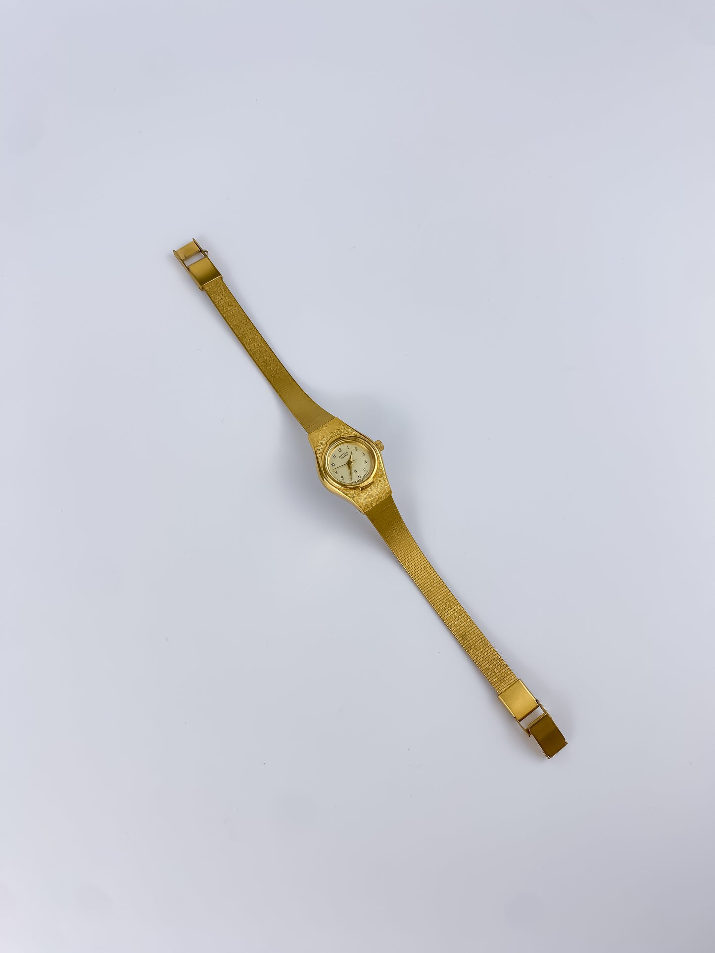 Citizen Vintage Gold Watch Cocktail 80s Mesh Bracelet