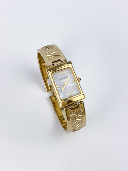 Rare Yves Saint Laurent Vintage Gold Watch Bangle 40th Anniversary 2002 Yk2