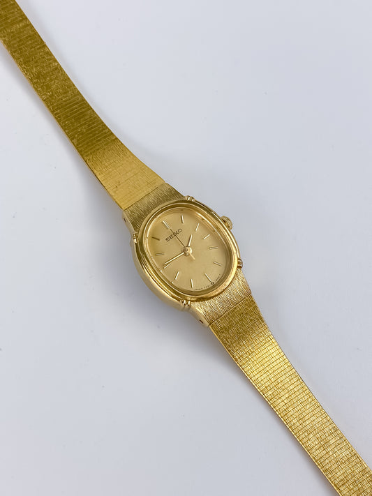 Seiko Vintage Gold Watch Cocktail 80s Mesh Bracelet