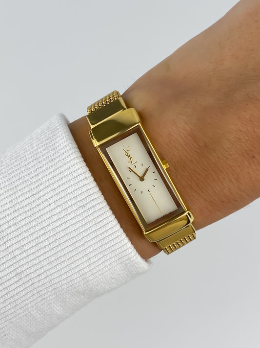 Rare Yves saint Laurent Vintage Gold Bracelet Watch Cocktail Y2K