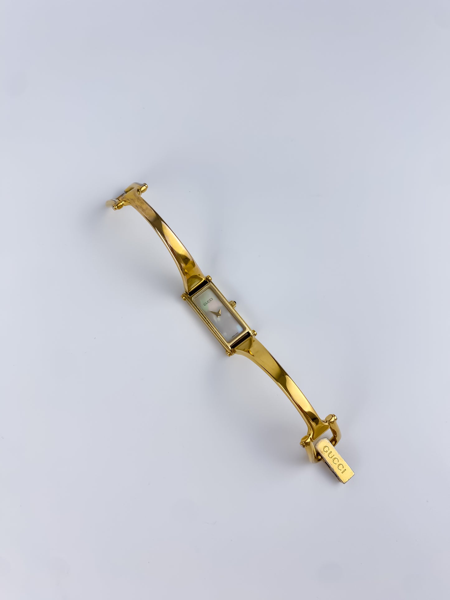 Gucci Vintage Gold Bangle Watch Cocktail Y2K Rectangular Dial