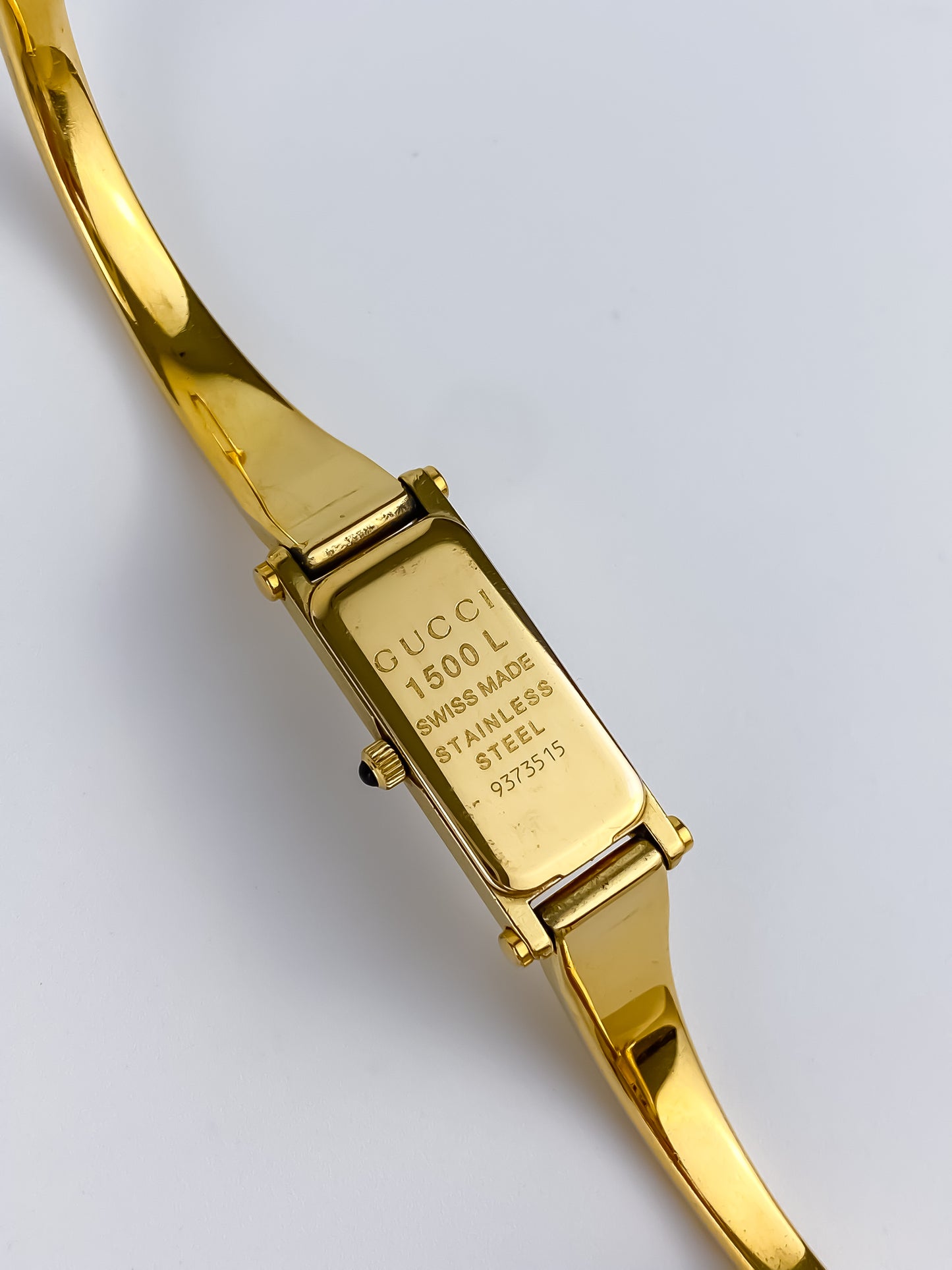 Gucci Vintage Gold Bangle Watch Cocktail Y2K Rectangular Dial