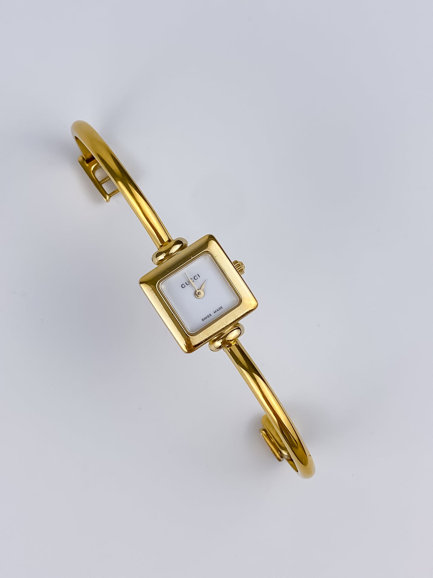 Gucci Vintage Gold Bangle Watch Cocktail Y2K Square Dial