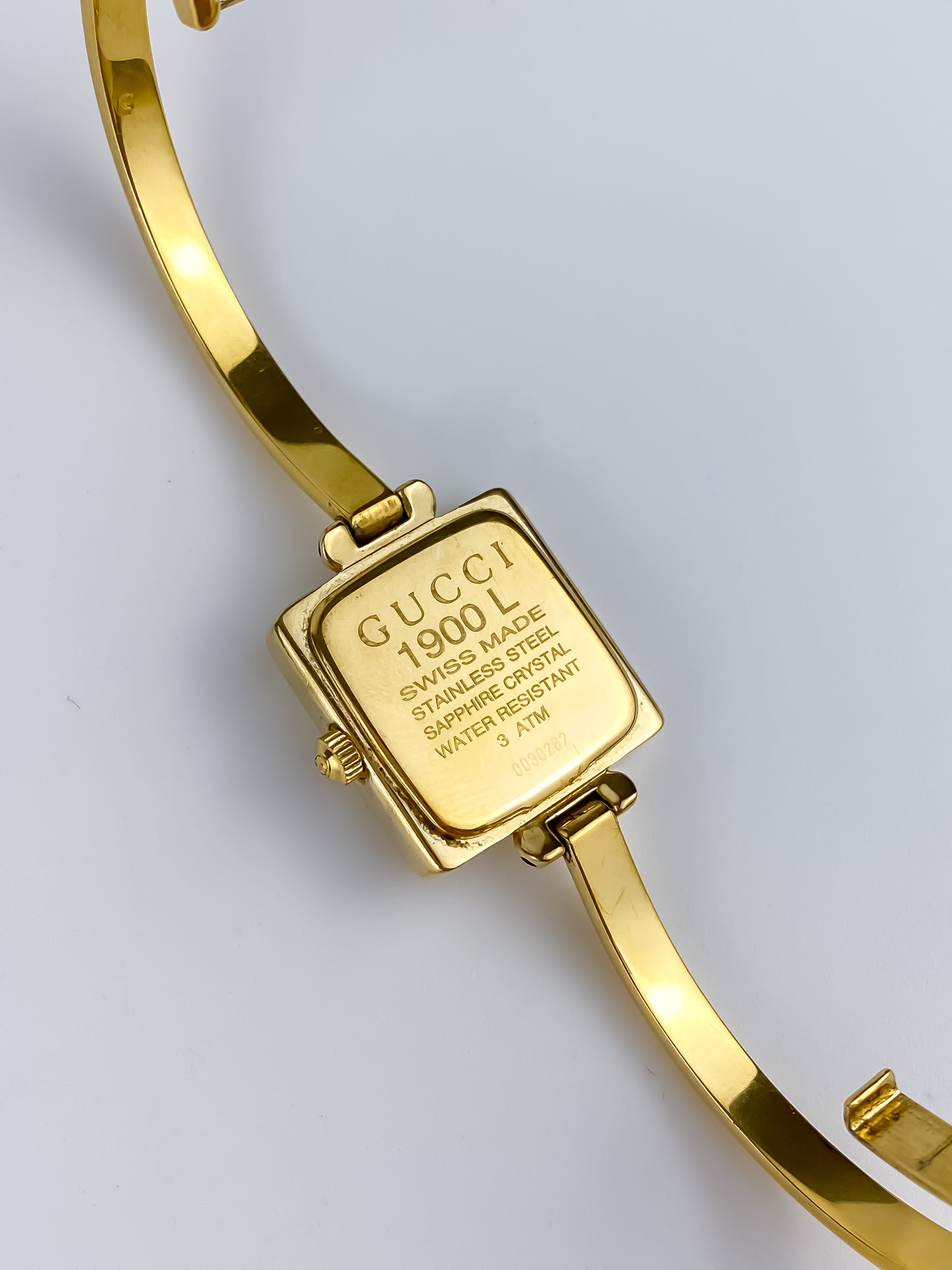 Gucci Vintage Gold Bangle Watch Cocktail Y2K Square Dial