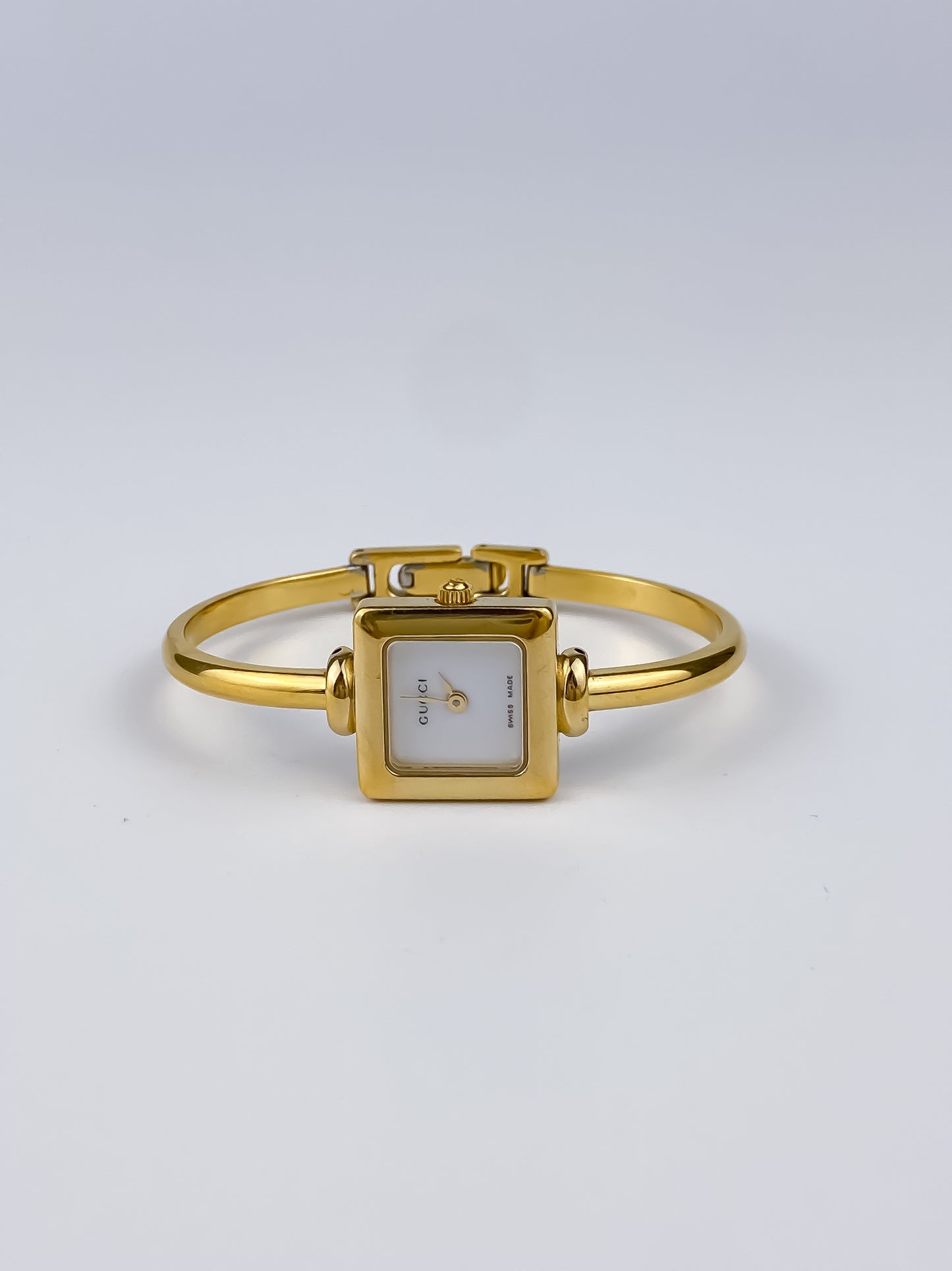 Gucci Vintage Gold Bangle Watch Cocktail Y2K Square Dial
