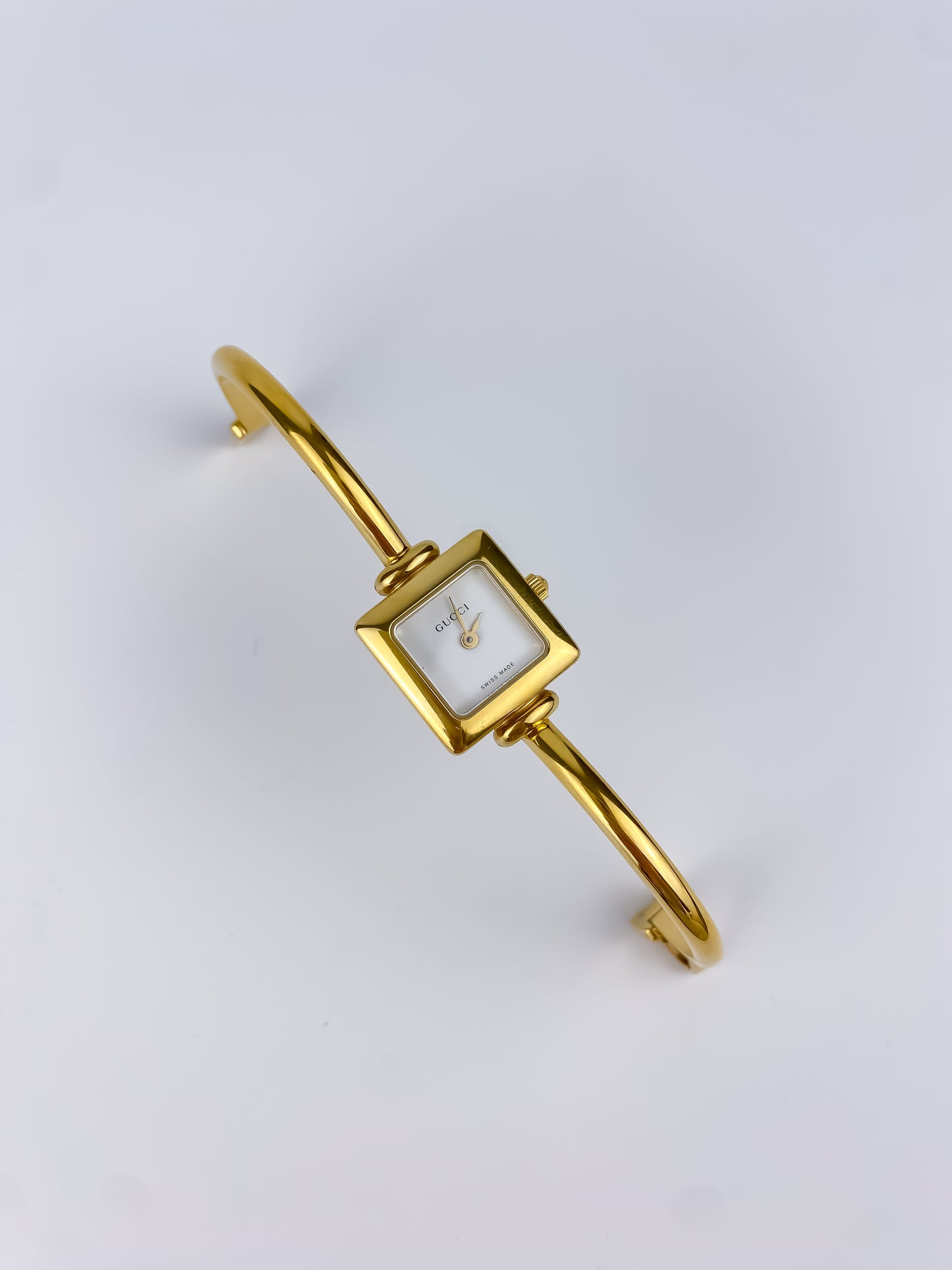 Gucci Vintage Gold Bangle Watch Cocktail Y2K Square Dial
