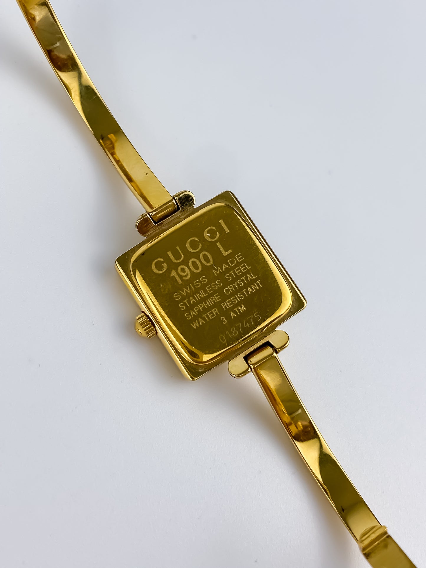 Gucci Vintage Gold Bangle Watch Cocktail Y2K Square Dial