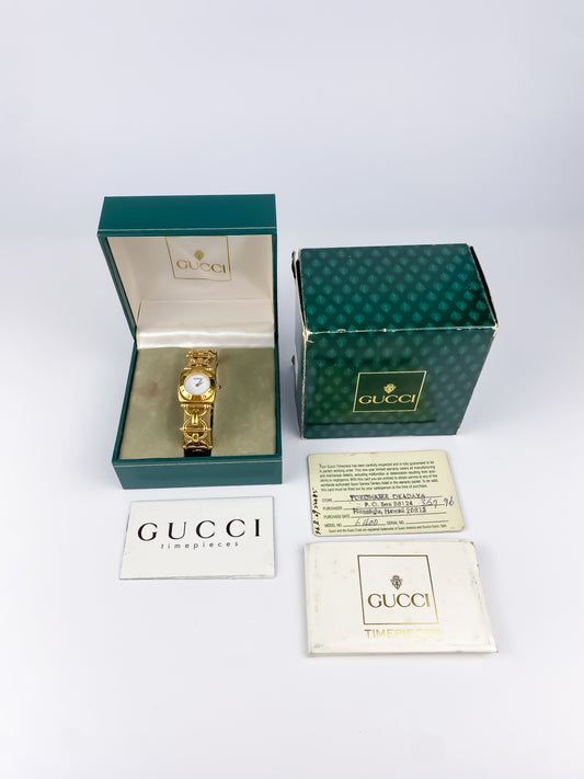 Gucci Vintage Gold Horsebit Link Watch Y2K Box & Papers