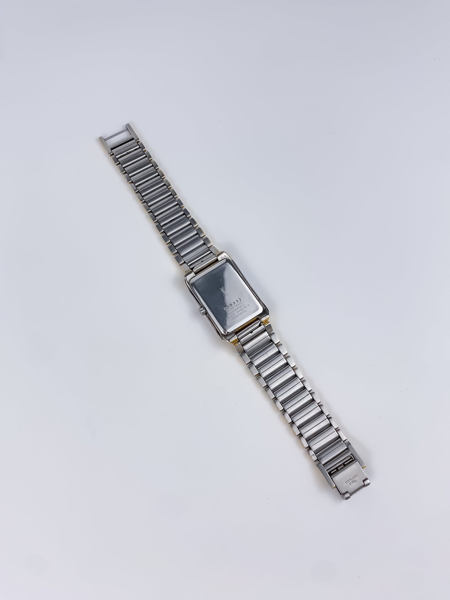 Yves saint Laurent Vintage Gold Silver Watch Blue Hands Large