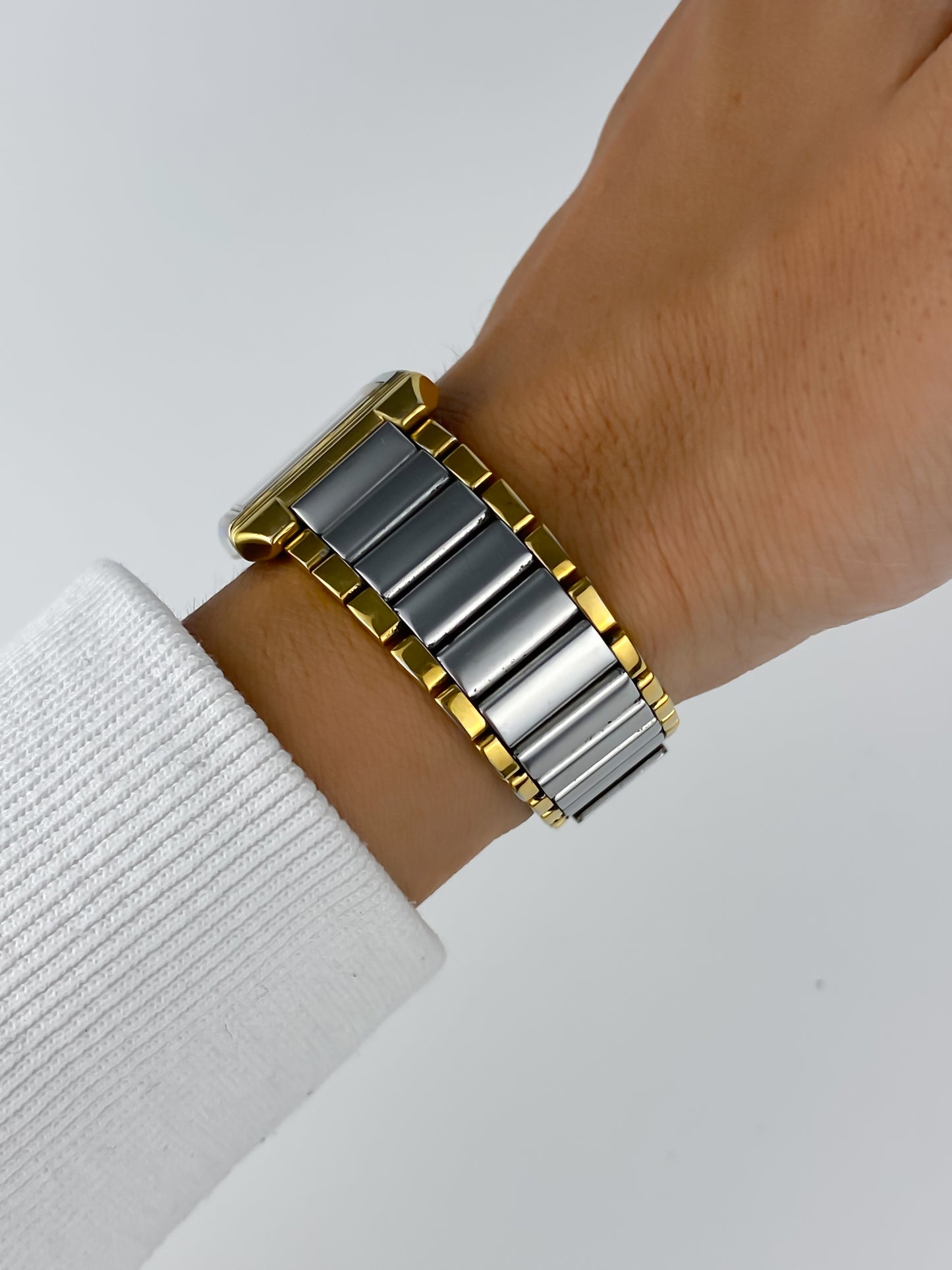 Yves saint Laurent Vintage Gold Silver Watch Blue Hands Large