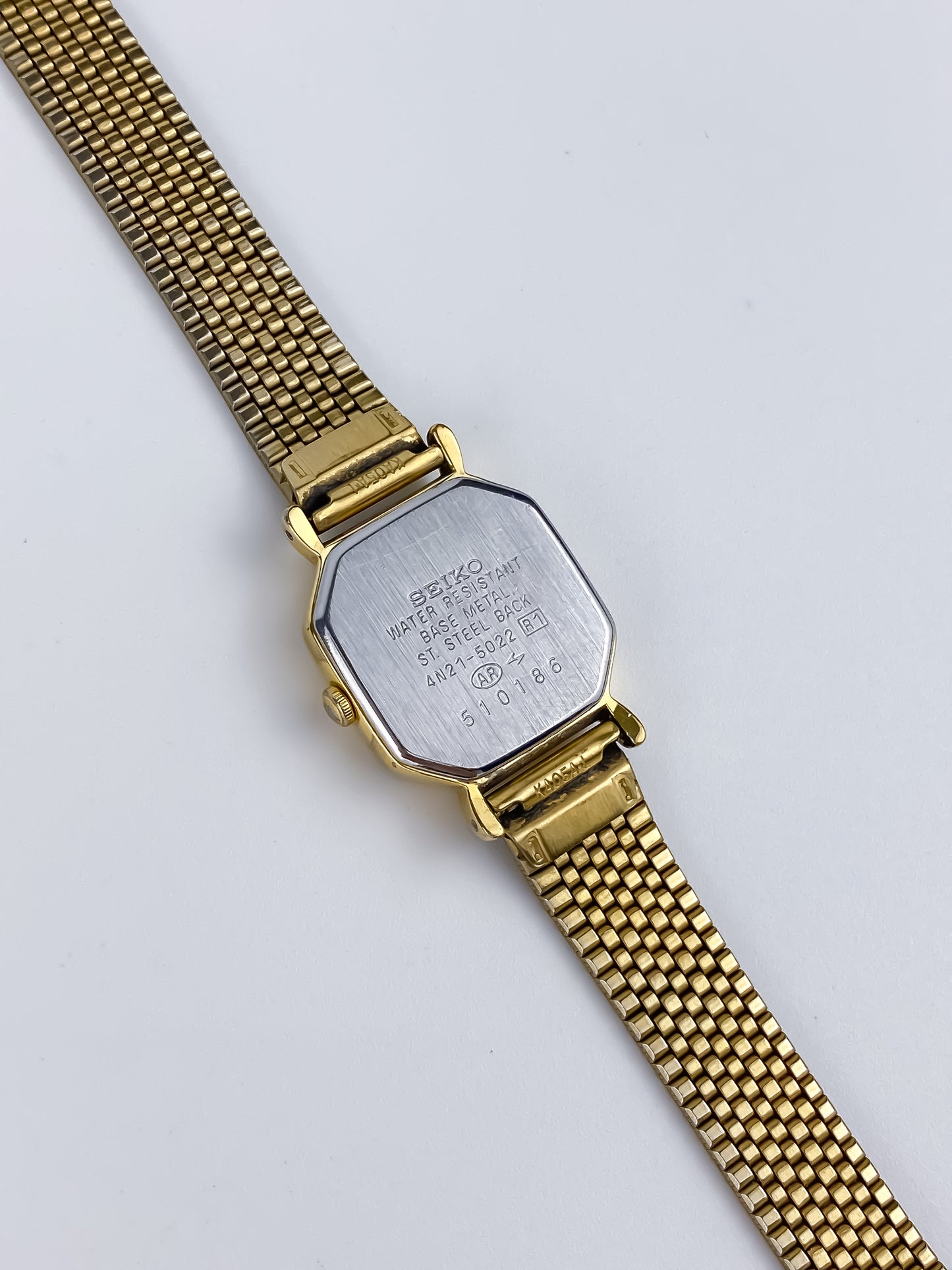 Seiko Vintage Gold Watch Cocktail 80s Square Black Dial
