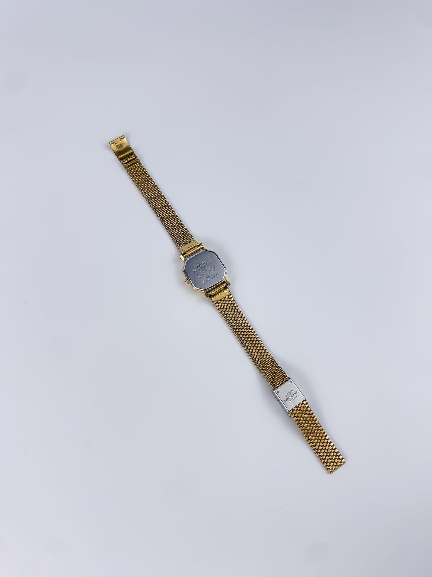 Seiko Vintage Gold Watch Cocktail 80s Square Black Dial