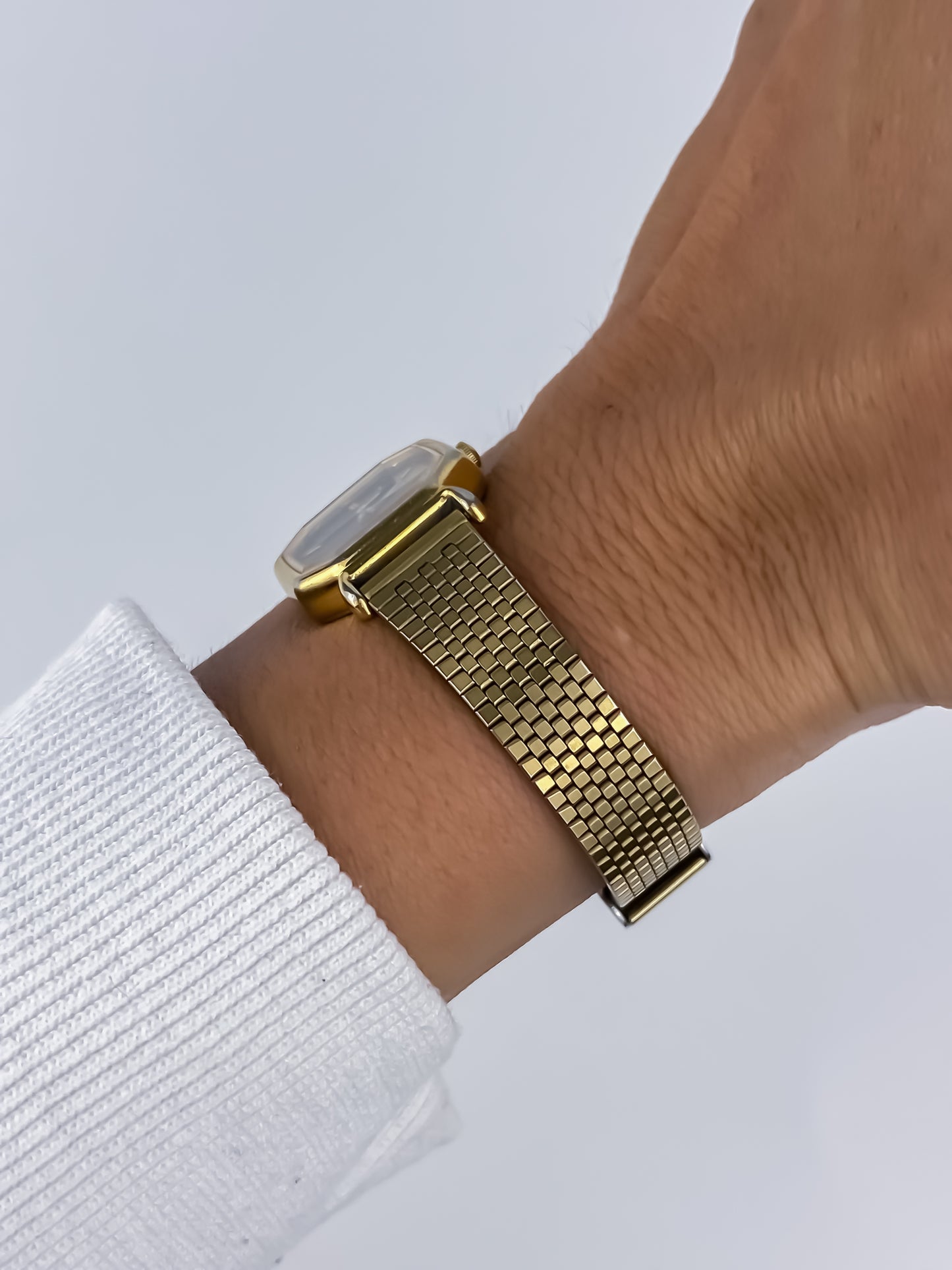 Seiko Vintage Gold Watch Cocktail 80s Square Black Dial