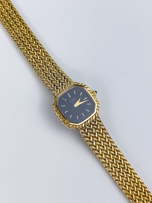 Citizen Vintage Gold Watch Cocktail 80s Milanese Bracelet