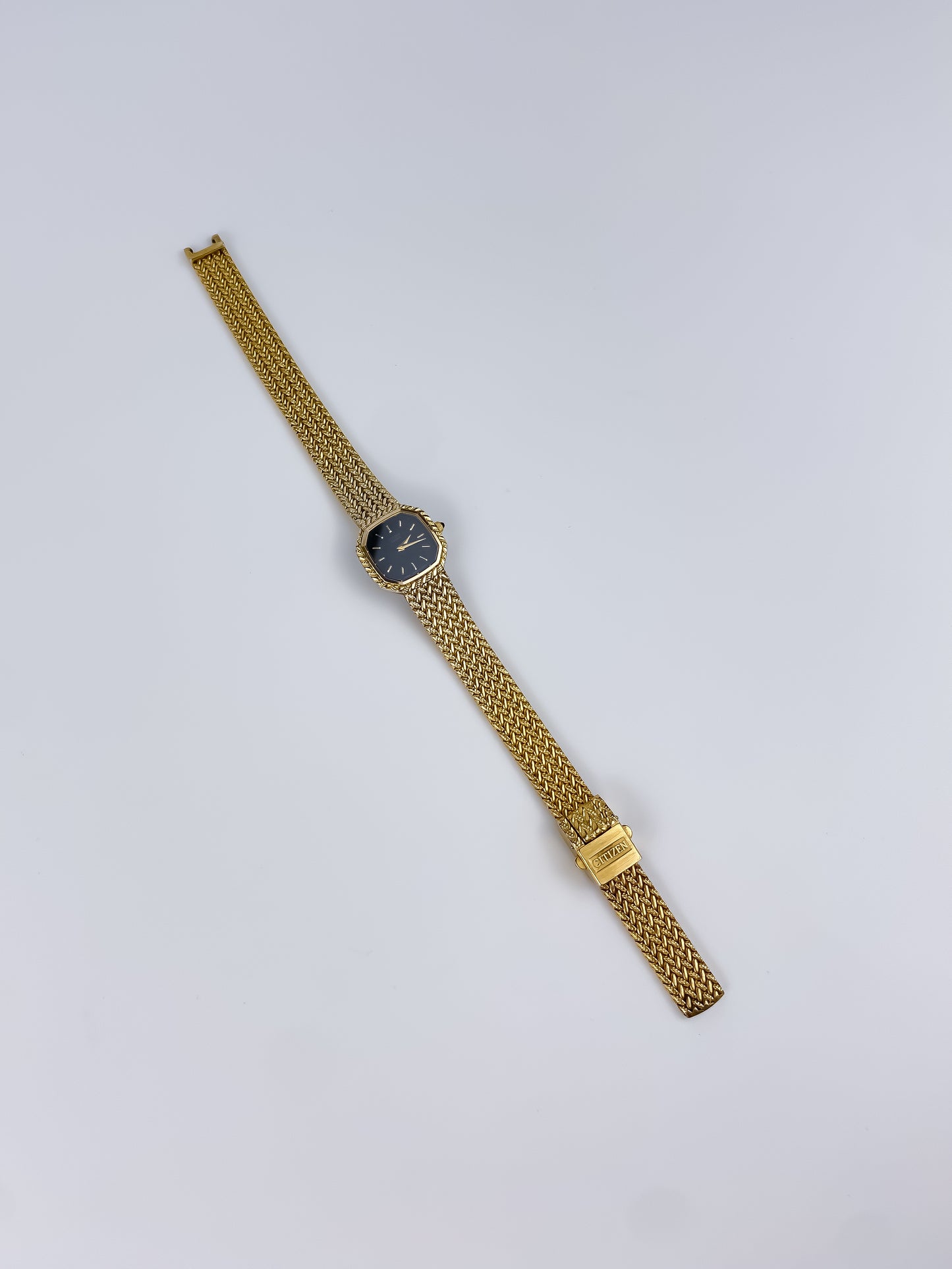Citizen Vintage Gold Watch Cocktail 80s Milanese Bracelet