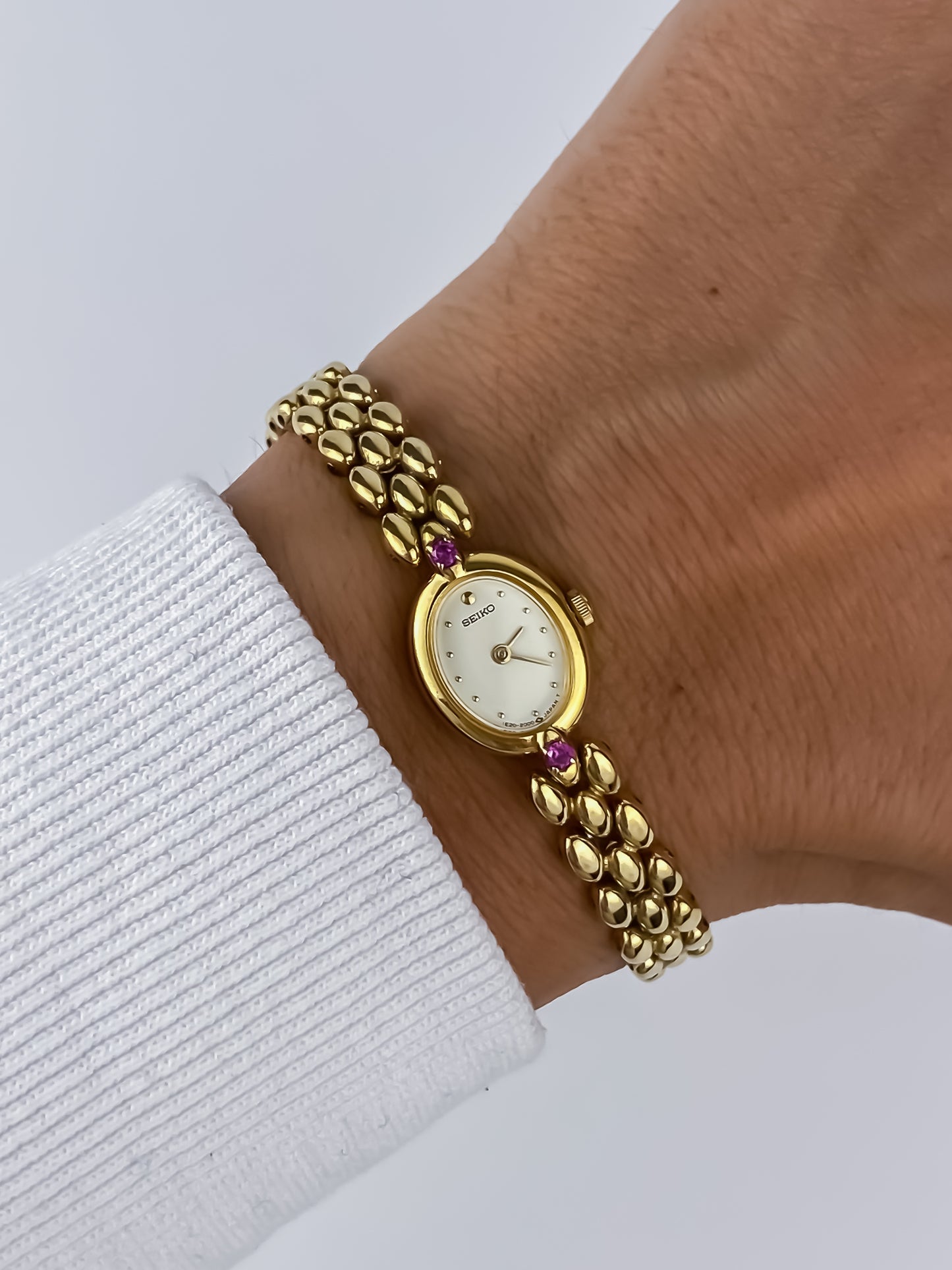 Seiko Vintage Gold Watch Cocktail 90s Rubies