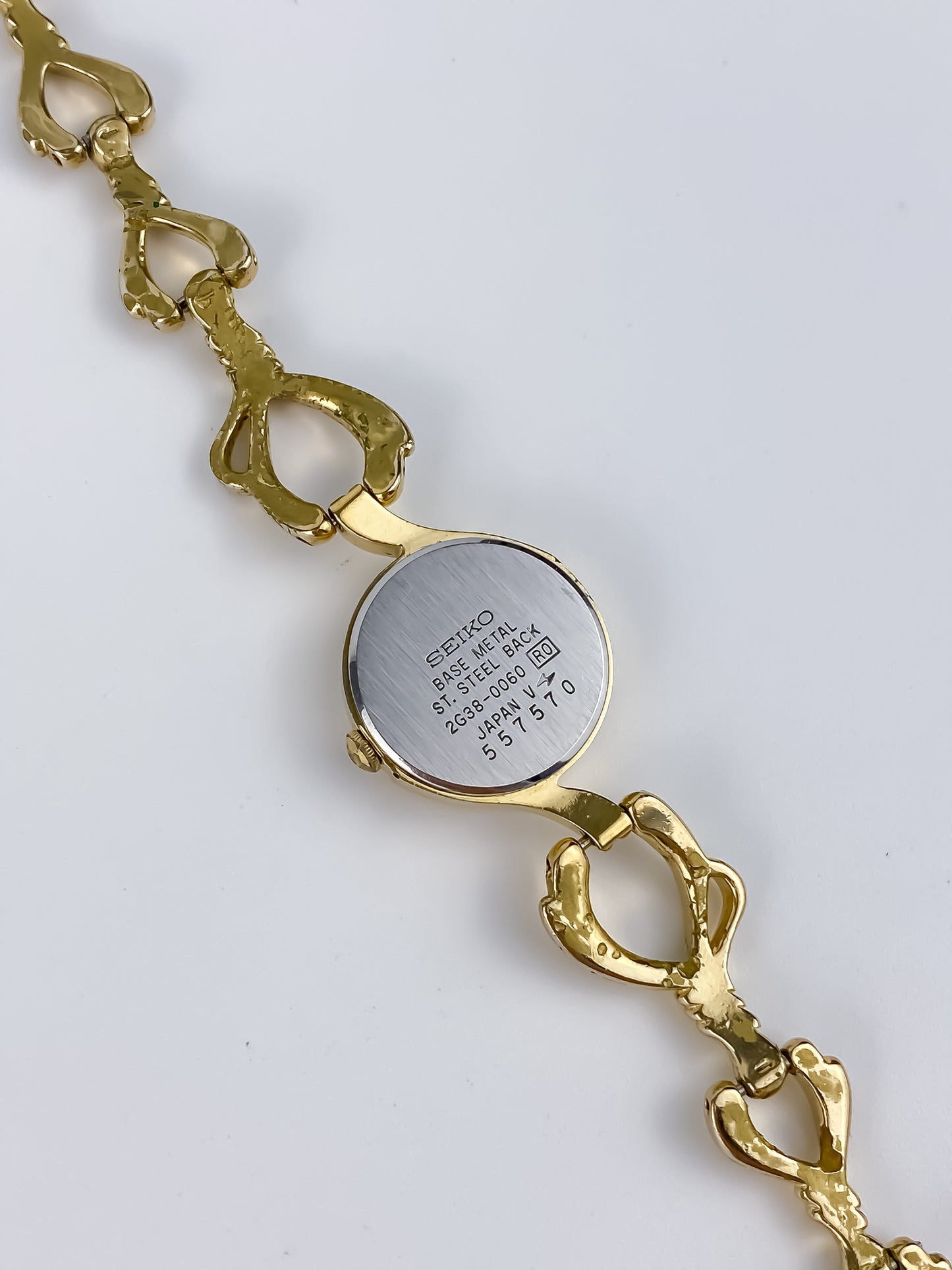 Seiko Vintage Sculptural Gold Watch Cocktail 90s Bracelet