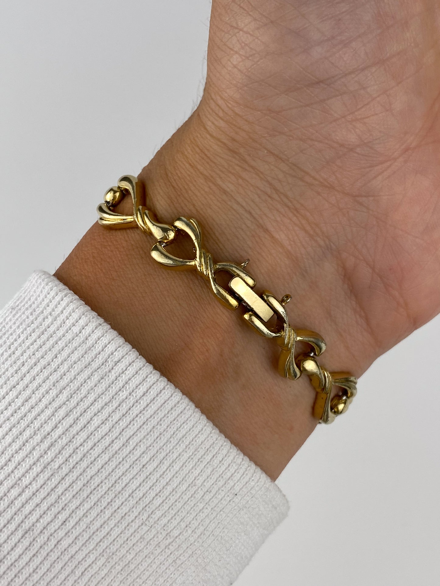 Seiko Vintage Sculptural Gold Watch Cocktail 90s Bracelet
