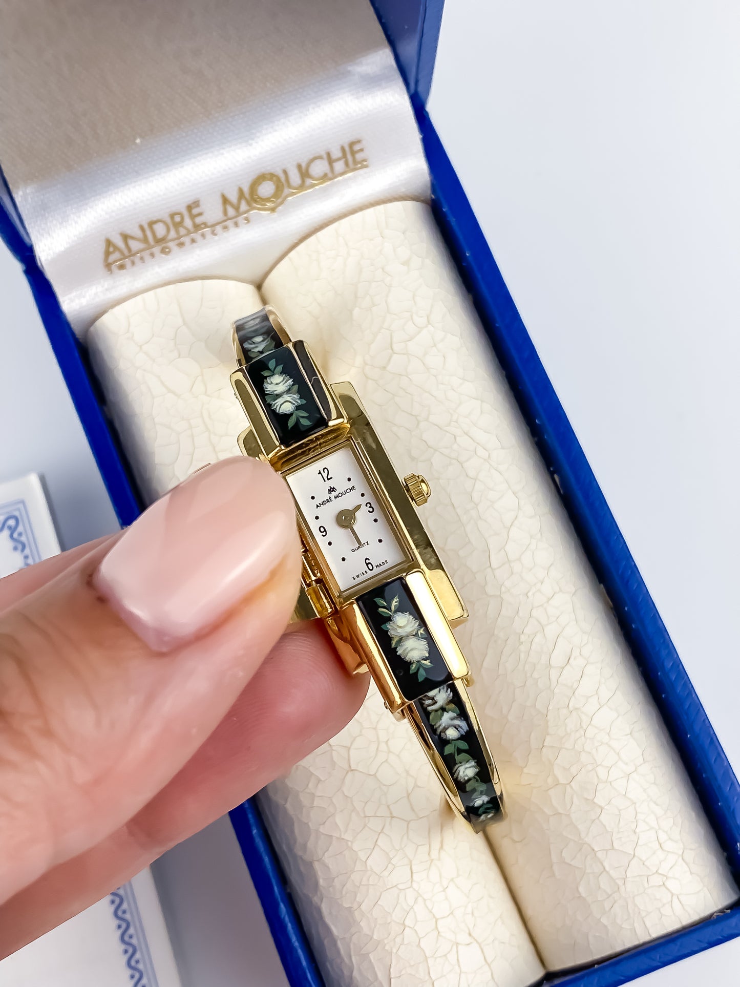 Andre Mouche Vintage Floral Gold Watch Cocktail 2000s
