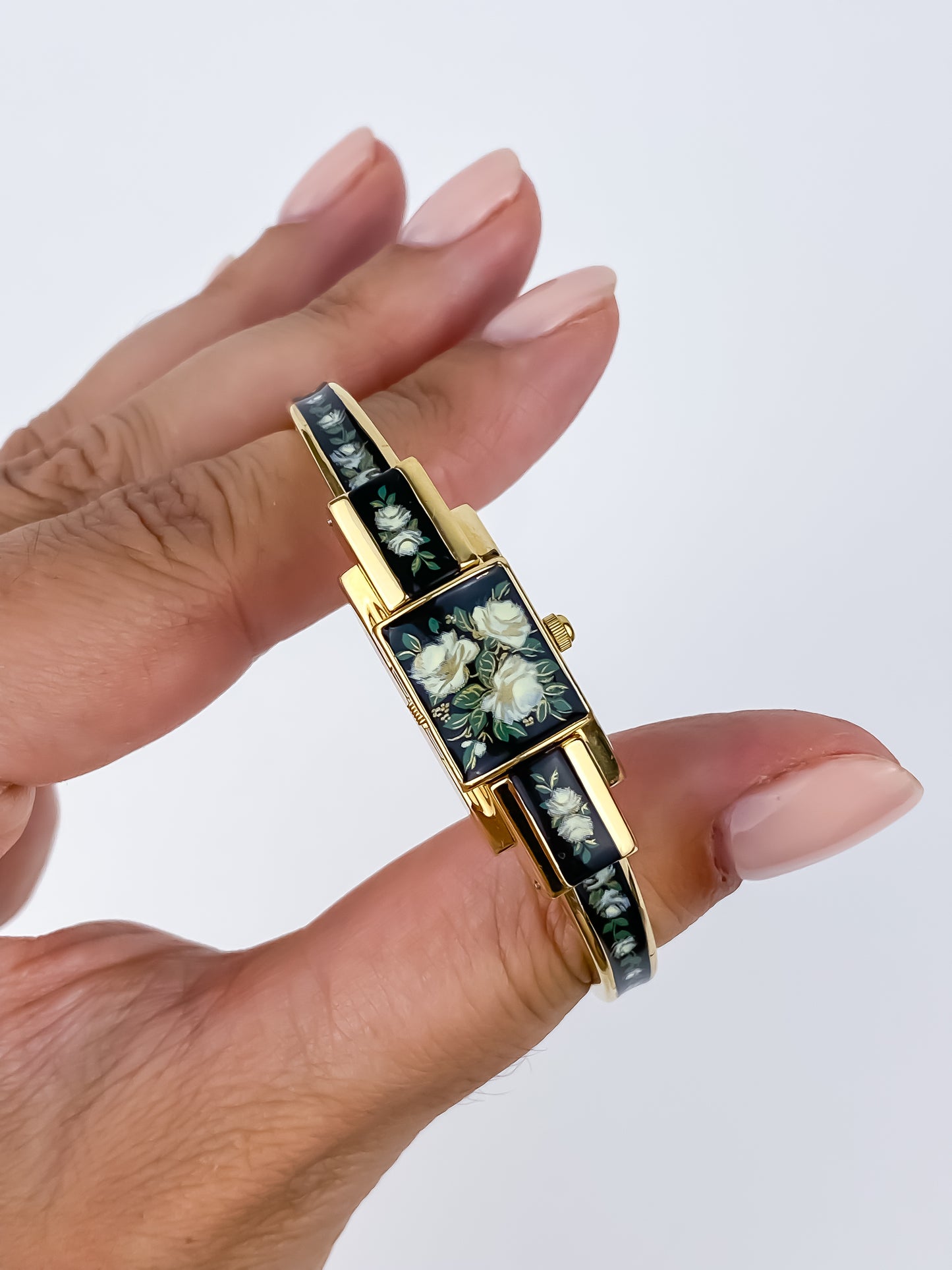 Andre Mouche Vintage Floral Gold Watch Cocktail 2000s
