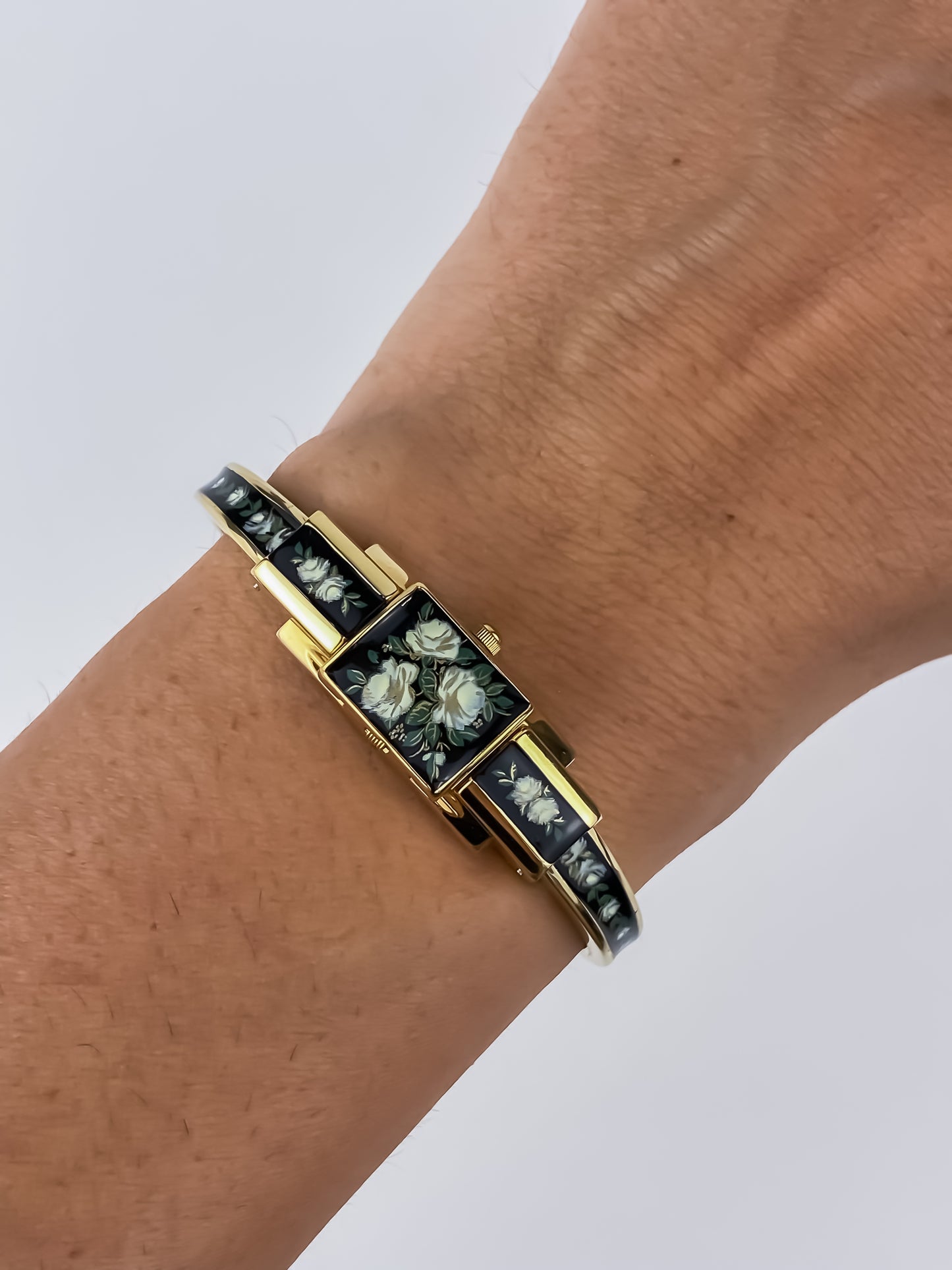 Andre Mouche Vintage Floral Gold Watch Cocktail 2000s