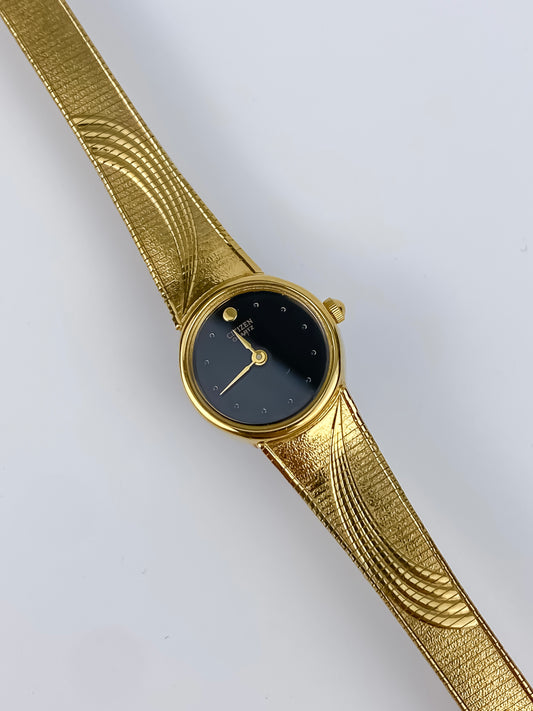 Citizen Vintage Watch Gold Plated Wave Guilloché Bracelet