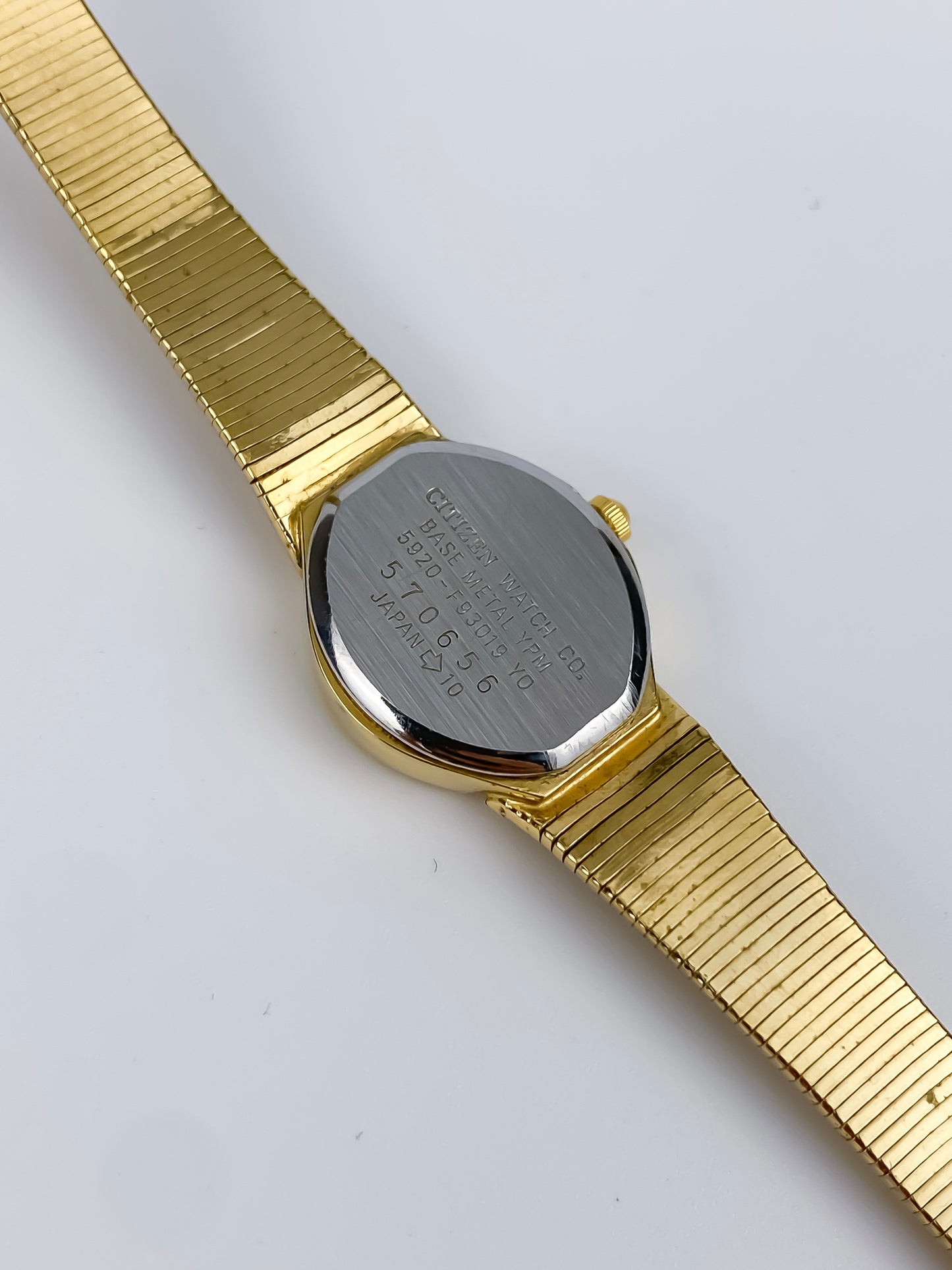 Citizen Vintage Watch Gold Plated Wave Guilloché Bracelet